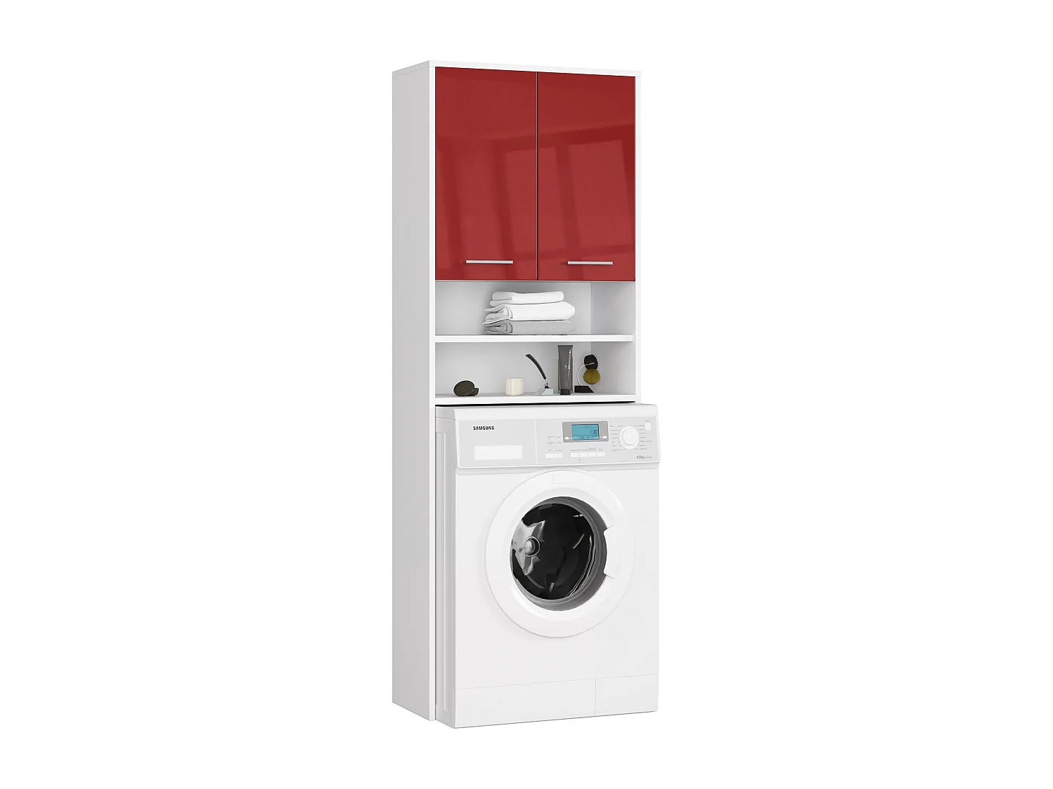 Meuble de rangement pour machine à laver, 2 portes, 64 x 30 x 190 cm