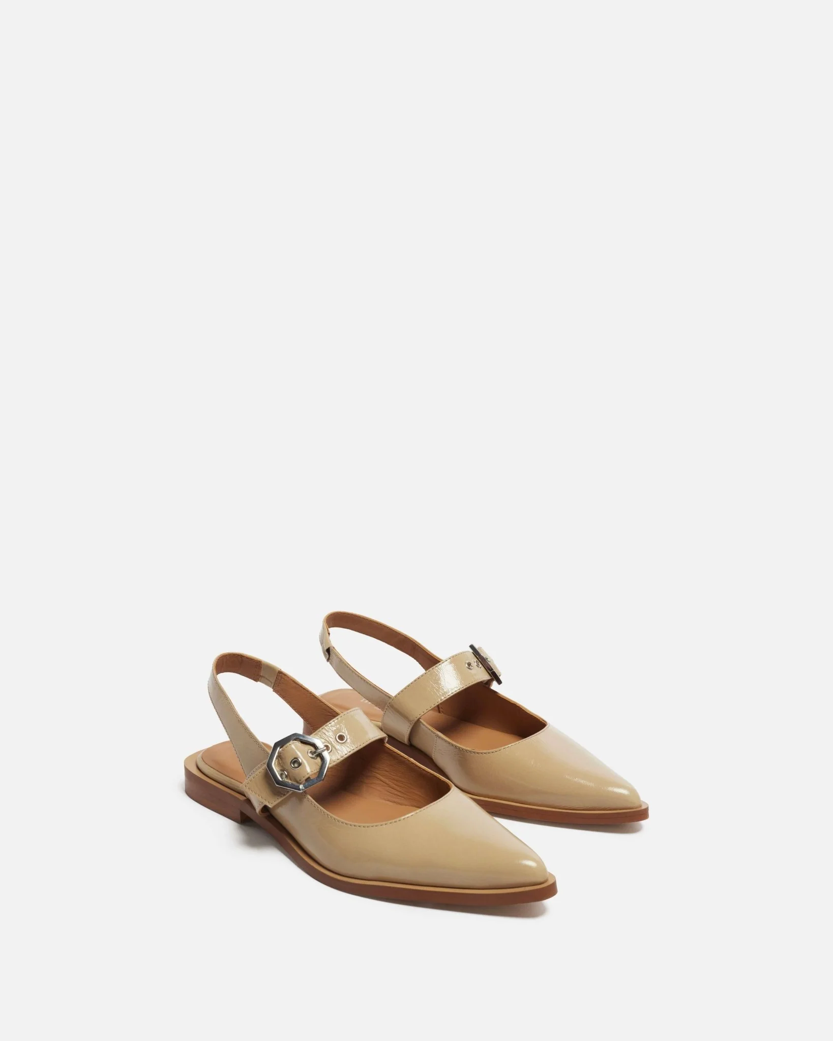 SLINGBACKS MITTY/CRK - En cuir craquelé sable
