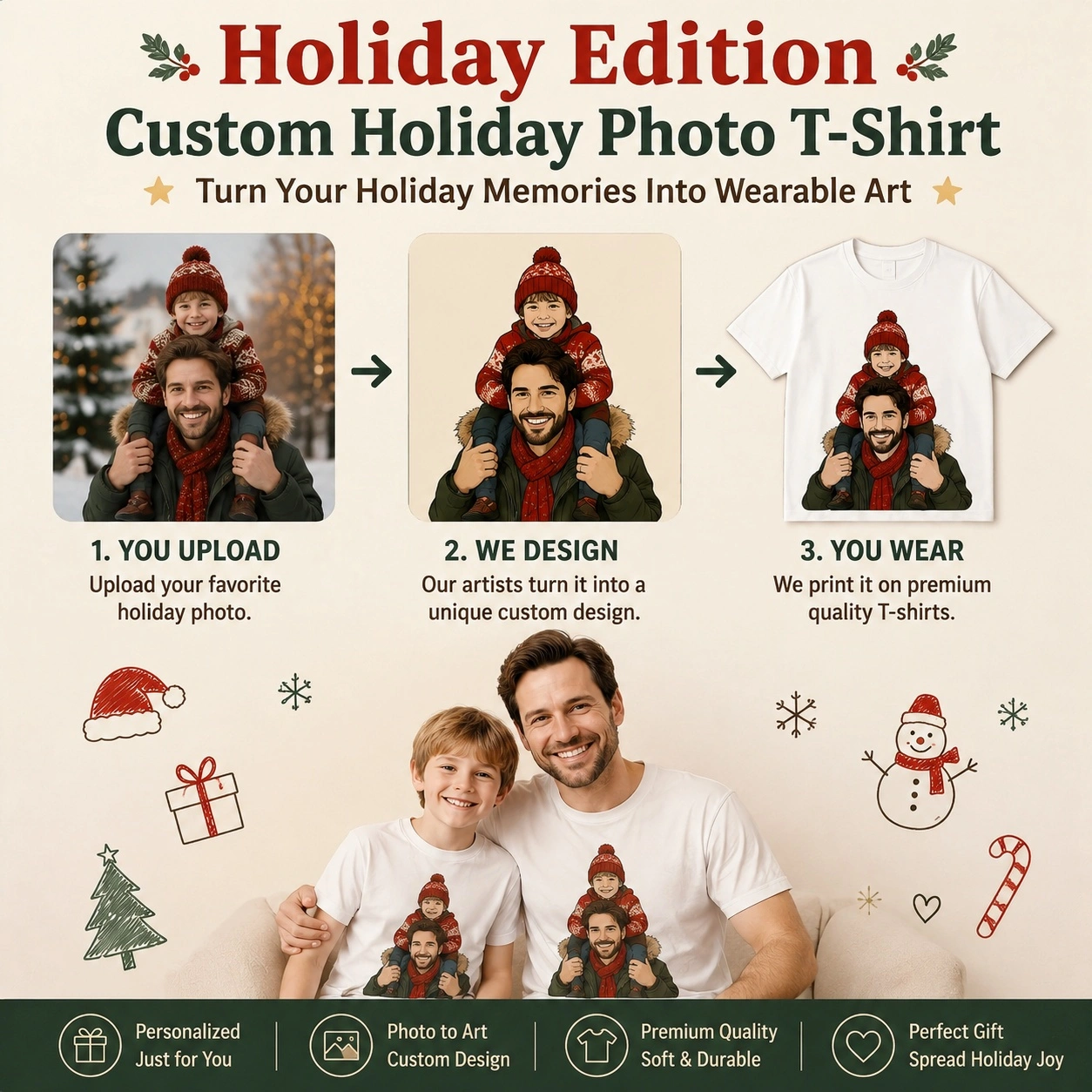 Holiday Edition | Custom Vintage Wash Holiday Photo T-Shirt