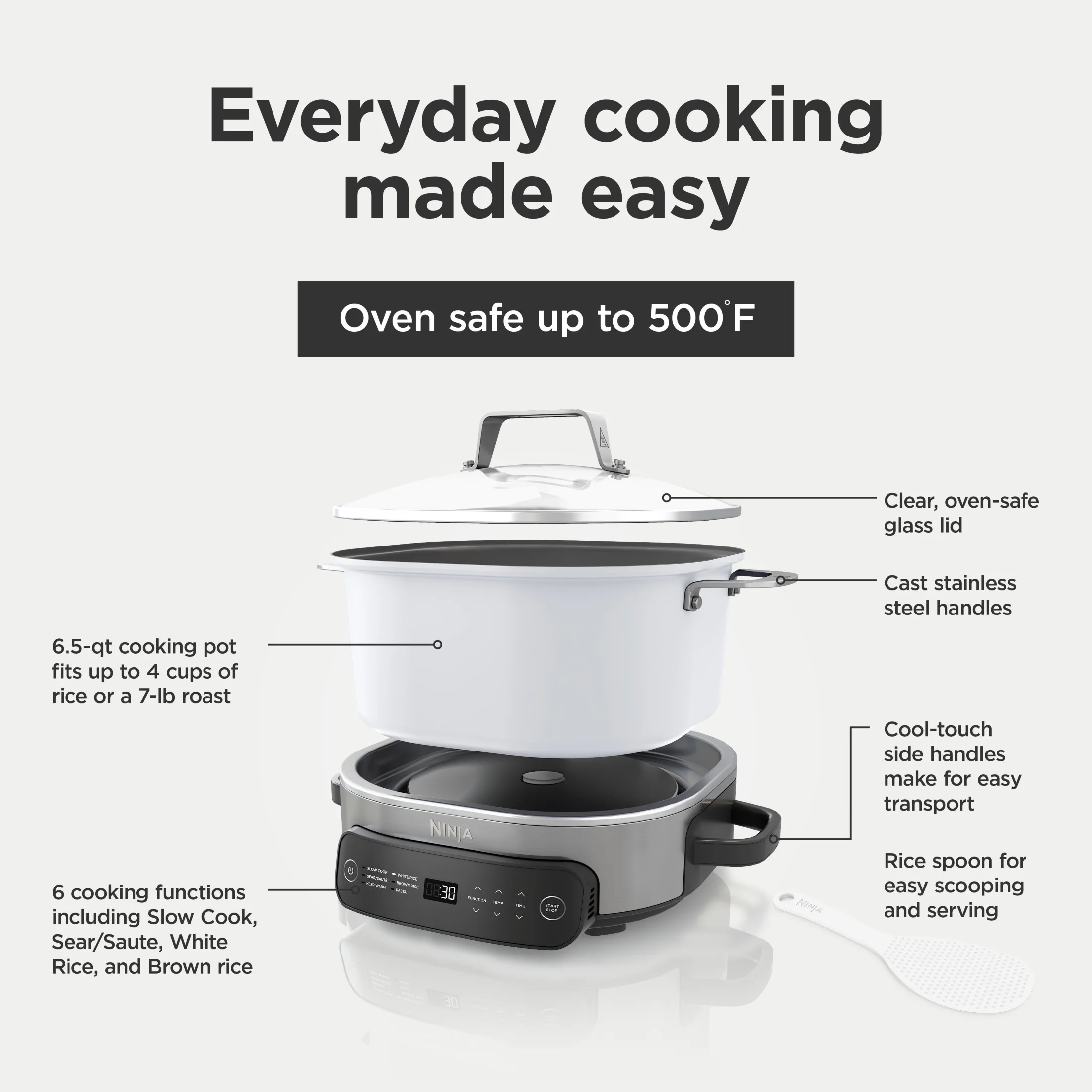 Ninja Foodi 6.5 qt Everyday PossibleCooker, Stainless Steel/White, Multi Cooker, Slow Cooker, MC1100 - Image 11