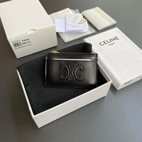 CELINE TRIOMPHE logo printed card holder wallet black
