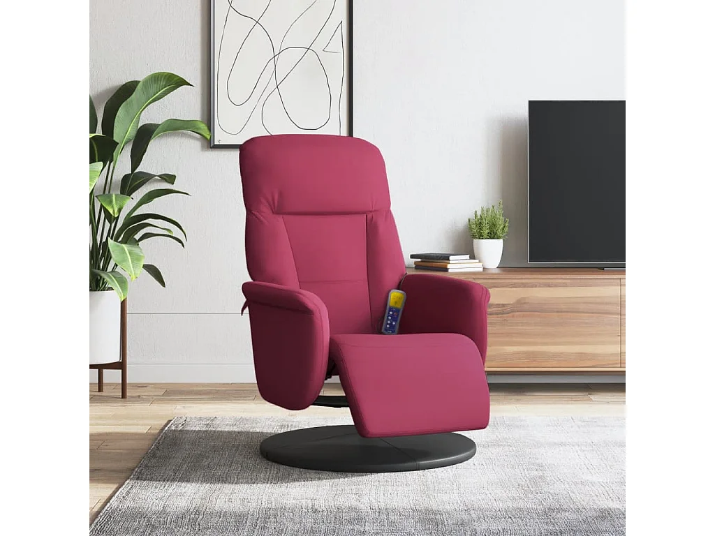 Fauteuil salon-Chaise-Fauteuil de massage inclinable avec repose-pied rouge bordeaux SHL4446