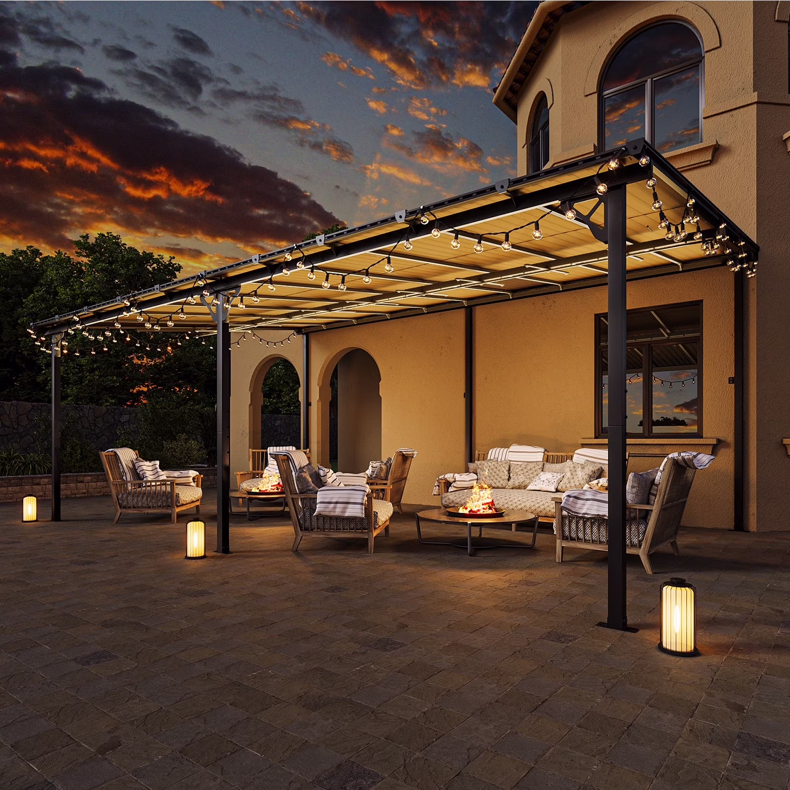Aoxun 8' x 5' Gazebo for Patio, Gazebo Pergola with Sloped Roof, Grill Gazebo Large Wall-Mounted Heavy Duty Awnings, for Backyard, Deck, Patio - Image 7