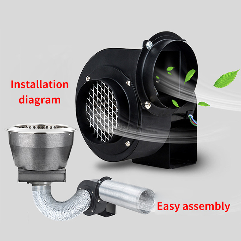 Korean Barbecue Restaurant Electric Charcoal BBQ Grills BBQ 75W Upper Pipe 120W Lower Pipe Smoke Exhaust Motor