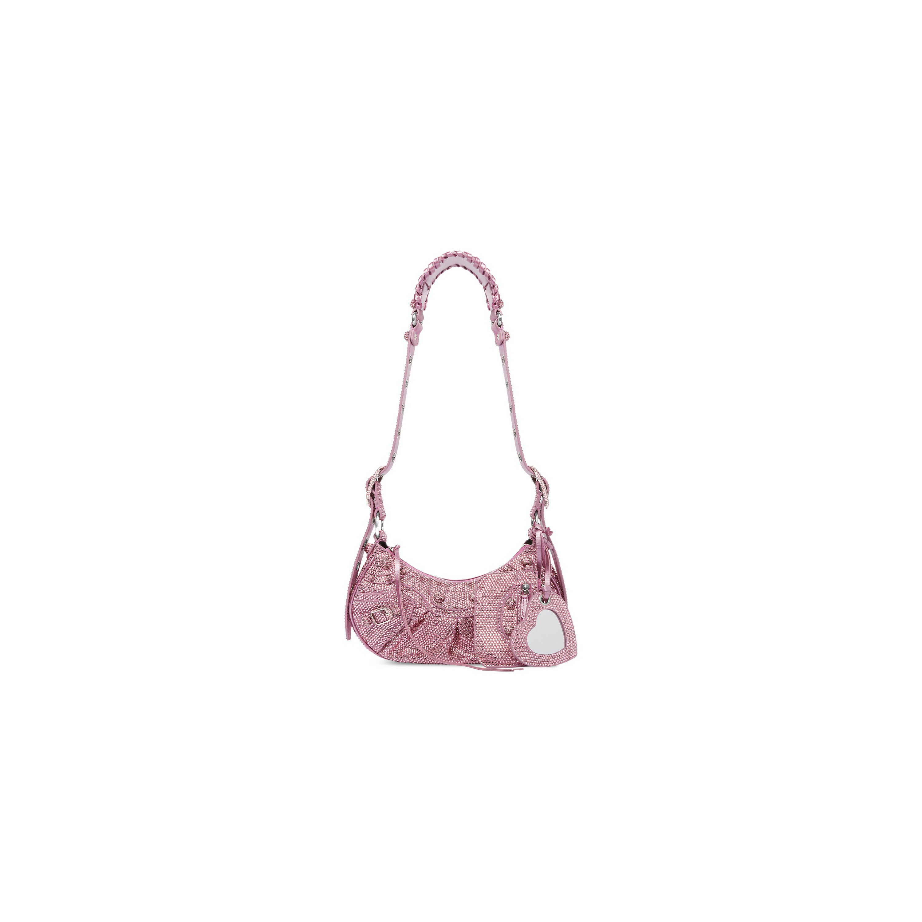 WOMEN'S LE CAGOLE XS SHOULDER BAG WITH RHINESTONES IN PINK - Replicaclubs