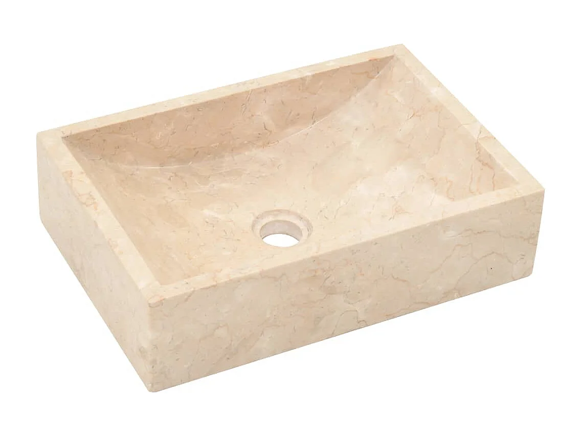 Lavabo 45x30x12 cm marbre crème brillant