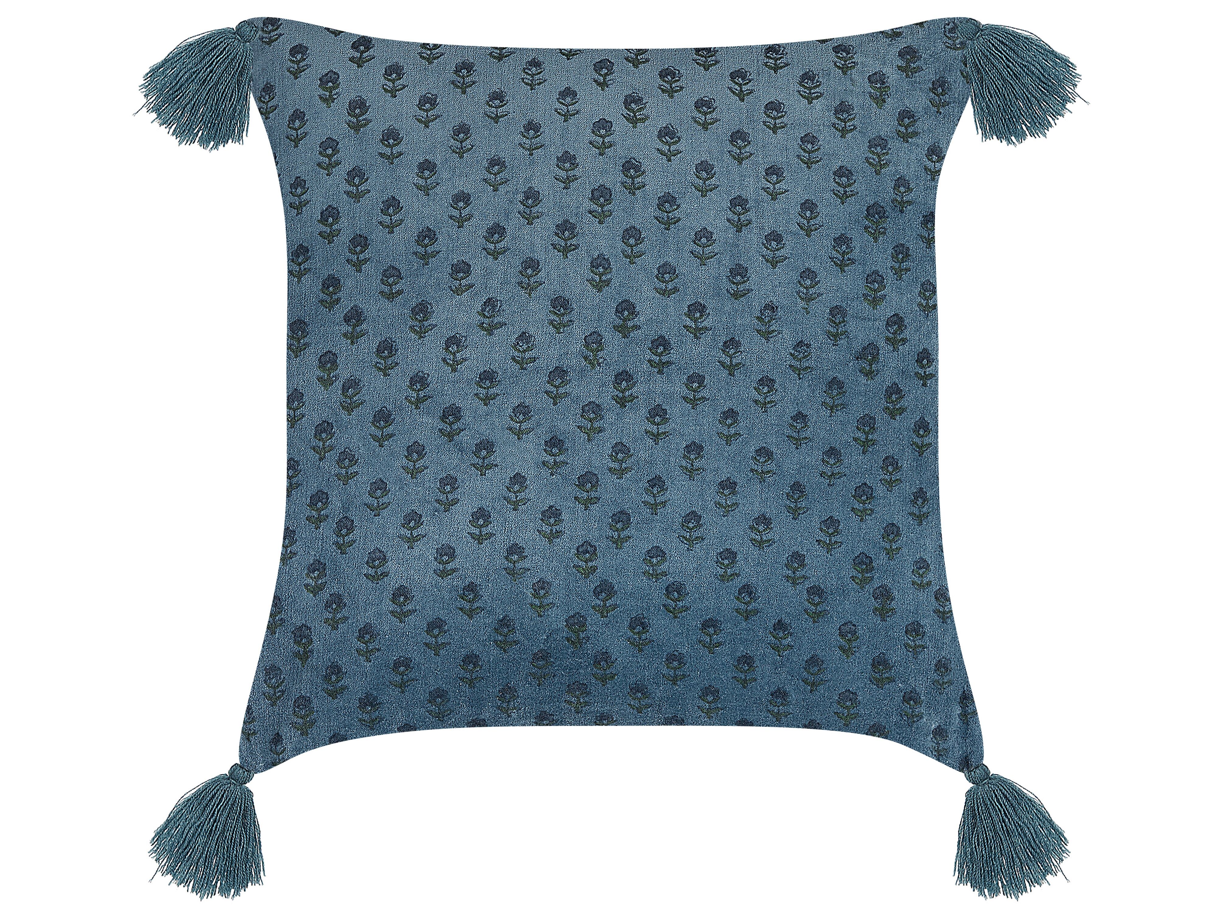 Throw Cushion RIBES Velvet 45 x 45 cm Dark Blue Floral Pattern