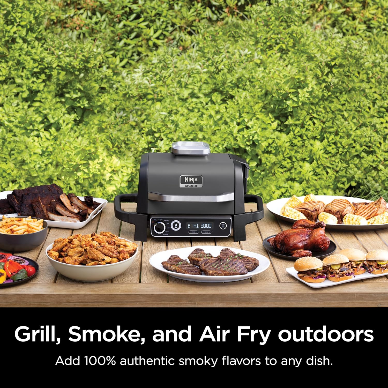 Ninja 7-in-1 Portable Electric Outdoor Grill And Smoker With Thermometer, Grey - OG751BRN - Image 36 Ninja 7-in-1 Portable Electric Outdoor Grill And Smoker With Thermometer, Grey - OG751BRN - Image 36