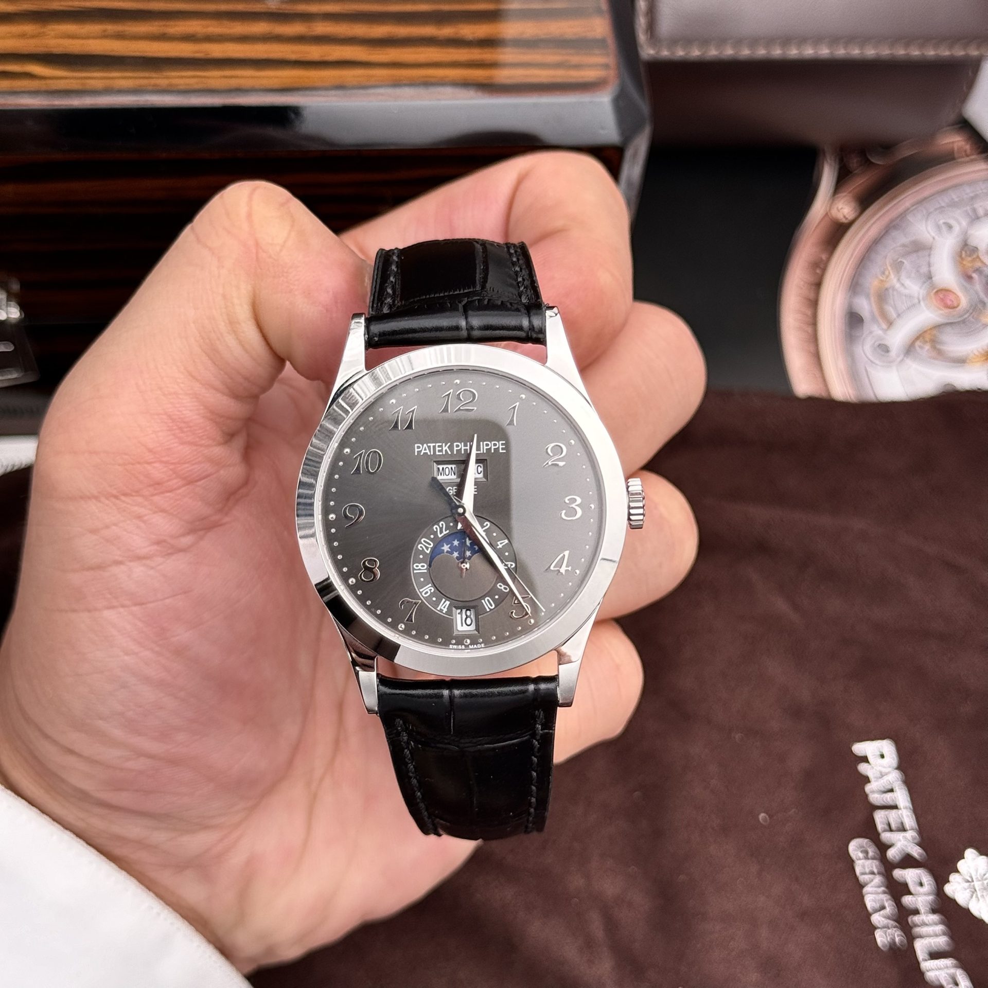 Patek Philippe Fake Watch Complications 5396G Gray Dial GR Factory 38.5mm - Elite Watch Atelier