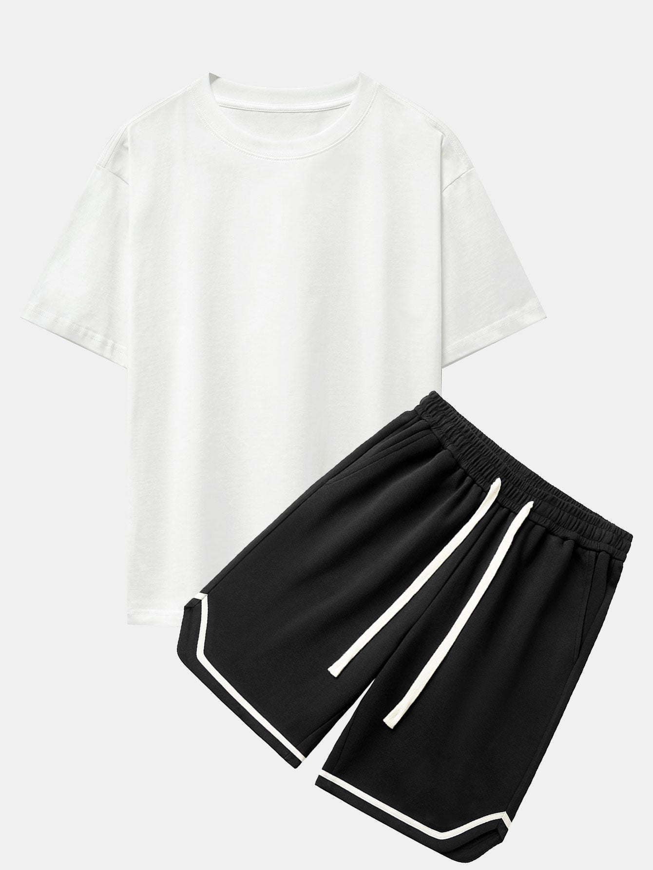Heavy Weight Drop Shoulder Oversize T-Shirt & Jersey Basketball Shorts