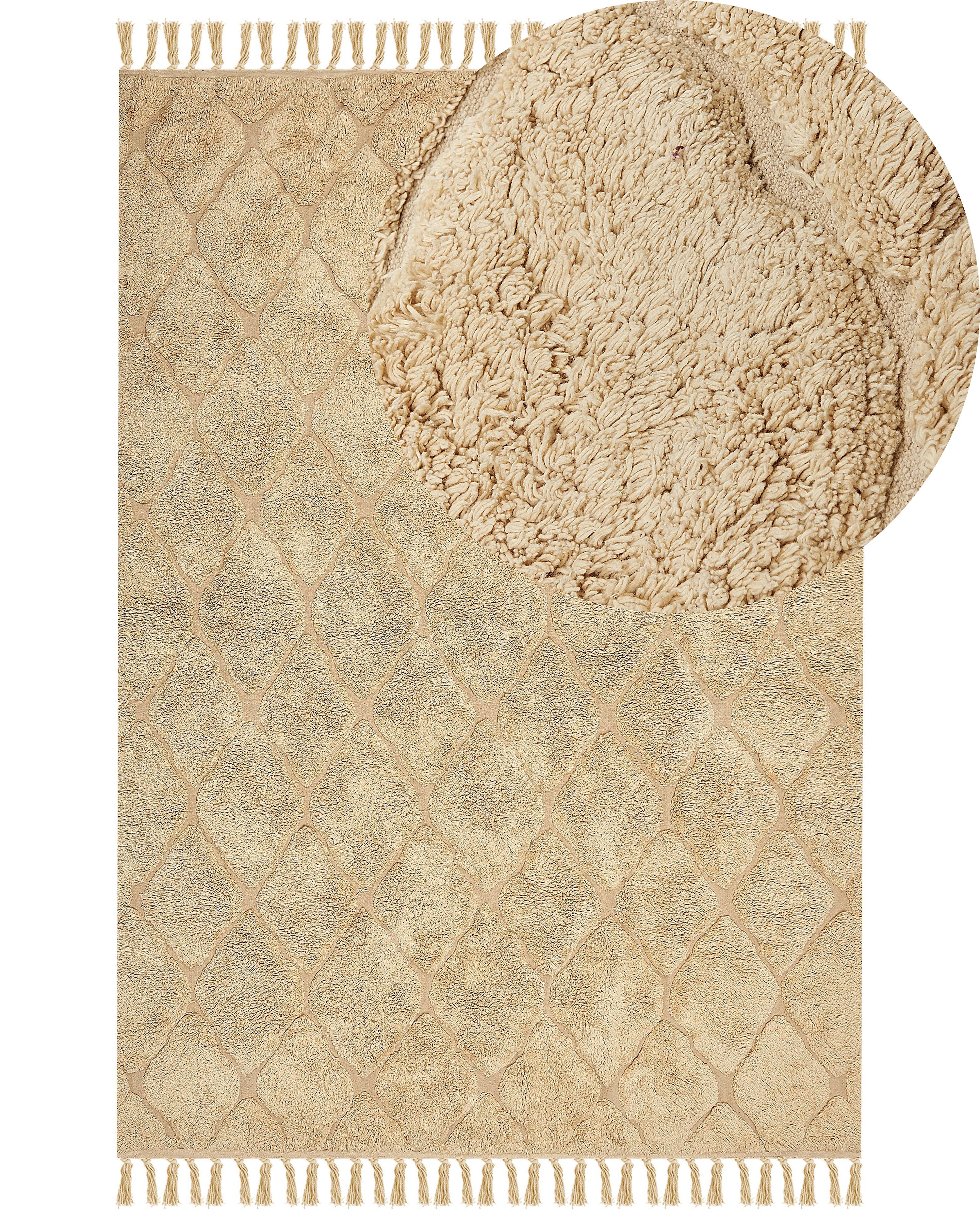 Rug SANLIURFA Sand Beige 160 x 230 cm Cotton