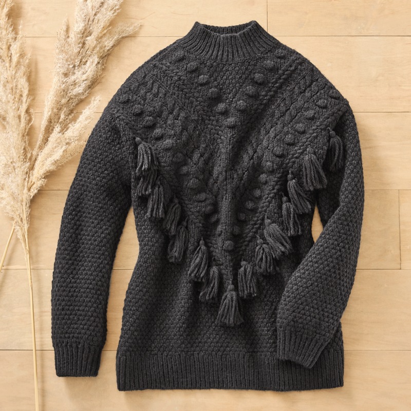Fringe Tassel Sweater - MIDNIGHT VELVET CATALOG