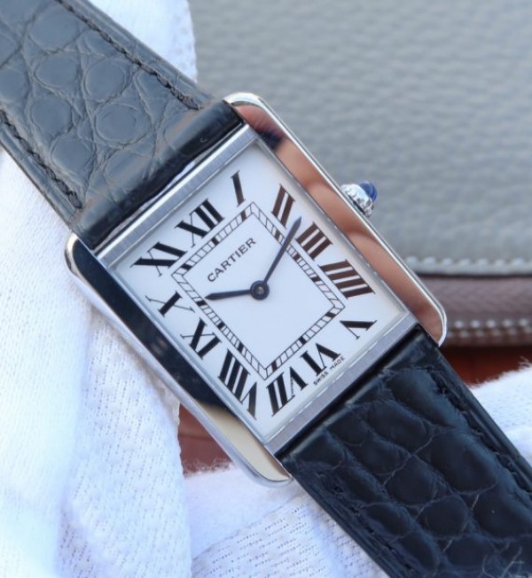 Replica Cartier Tank Solo SS White Dial Black Leather Strap Ronda Quartz - Top club