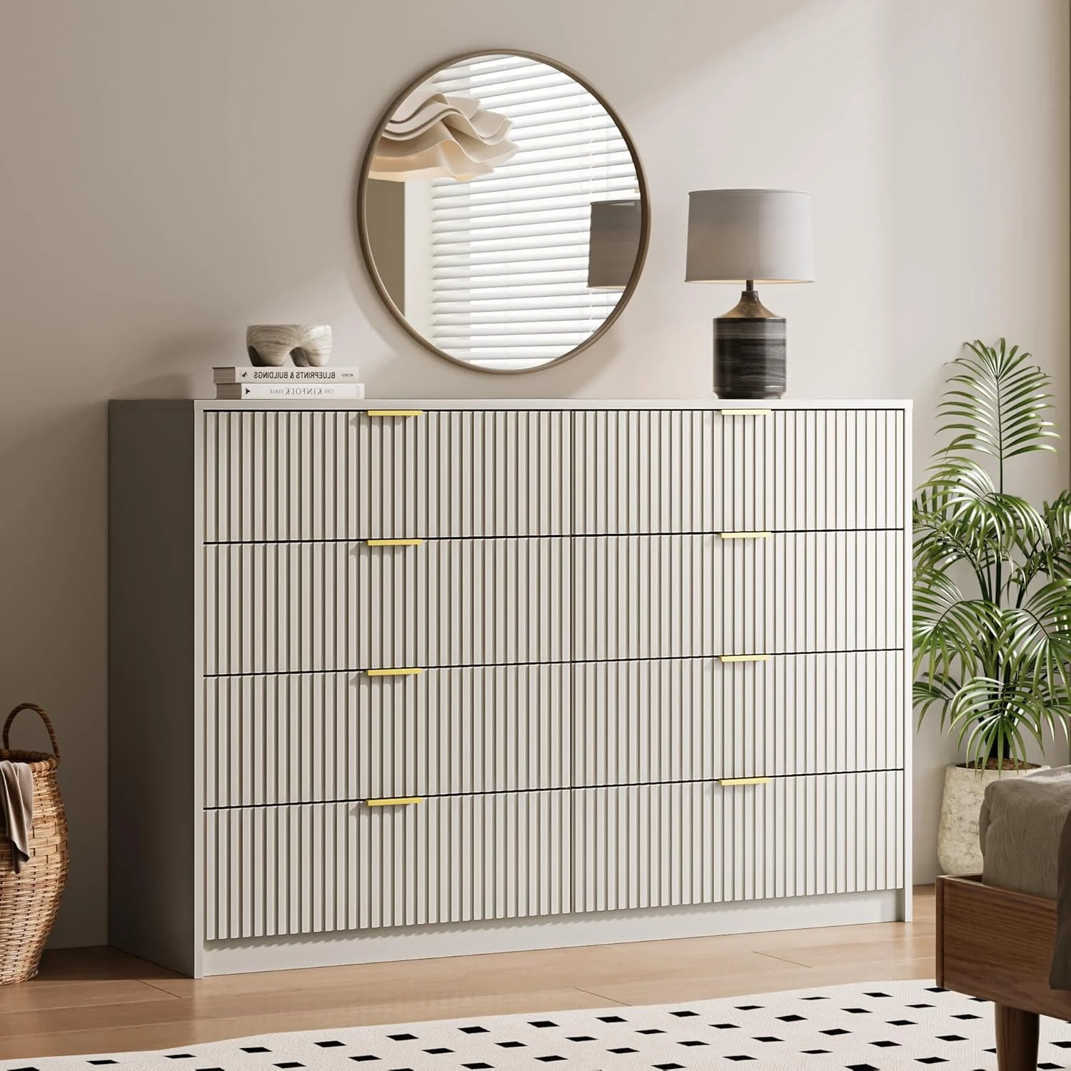 Furniway Black Dresser for Bedroom, 8 Drawer Double Dresser, Modern Chest of Drawers for Bedroom, Living Room, Entryway and Closet, 55" L x 15.7" D x 37.4" H - Image 24