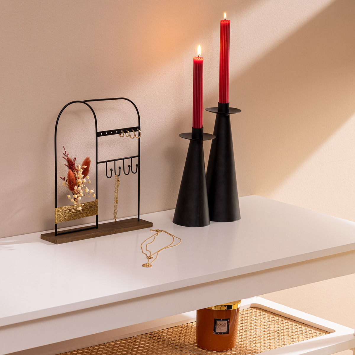 Jewellery box "Autumn" Black metal, H.26 cm