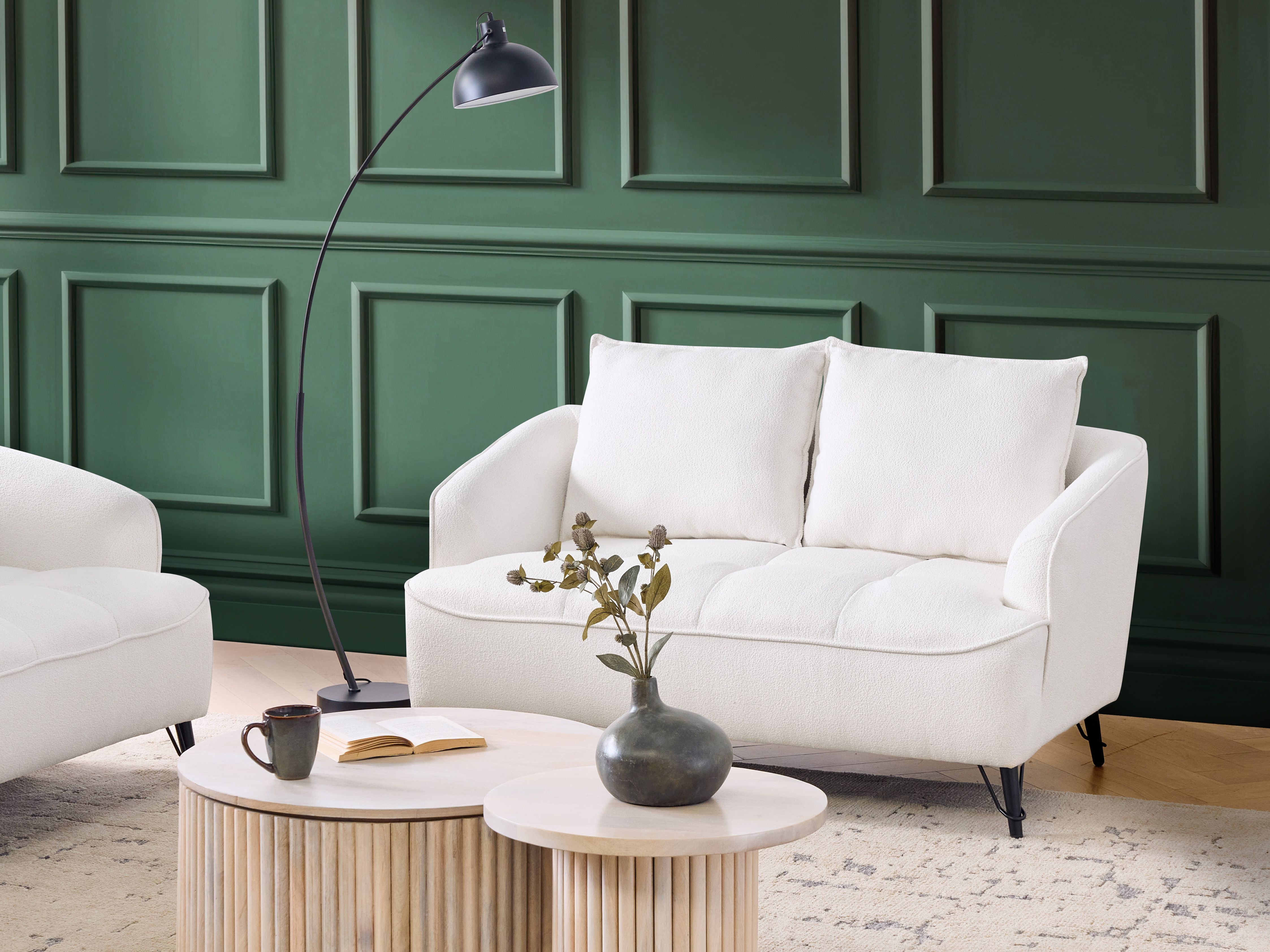 Sofa 2 Seater HOBRO Boucle White