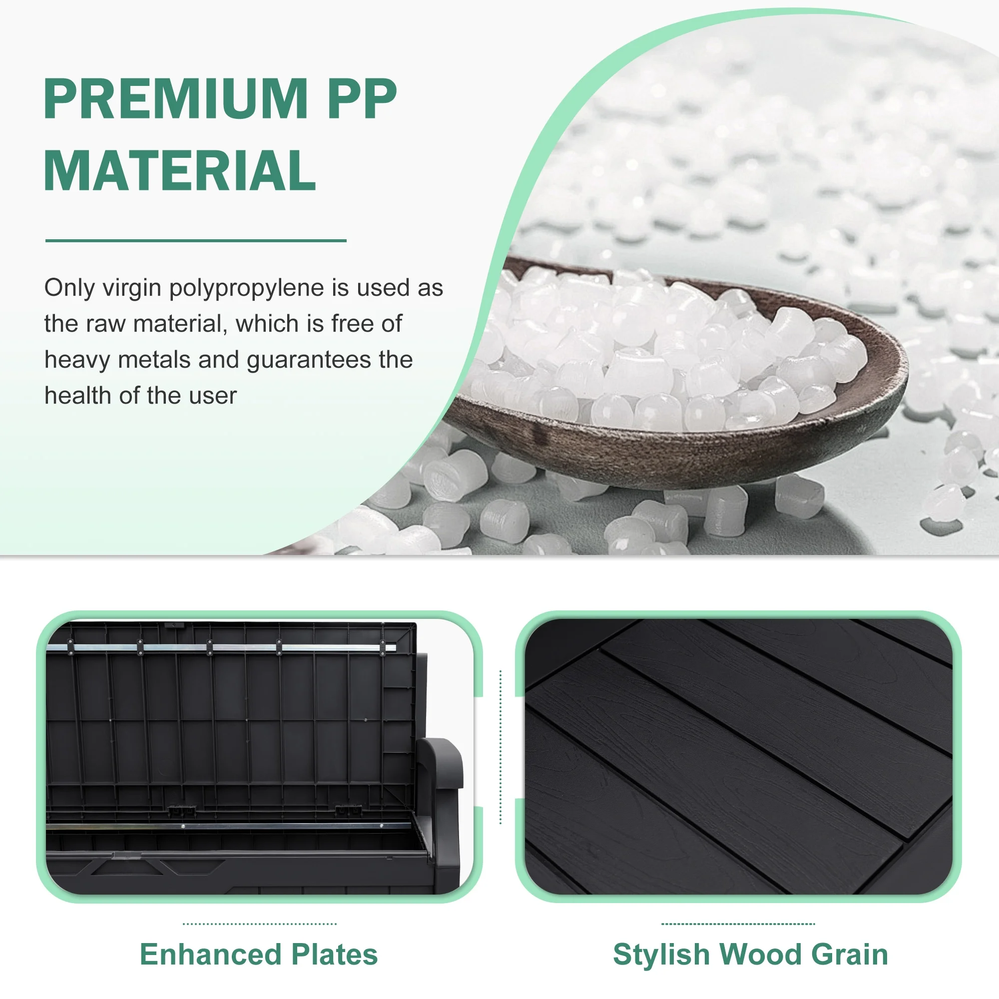 Homall 80 Gallon Plastic Storage Bench Made Of Durable Weatherproof Resin And Deck-Box Organized Storage Compartment For Outdoor Patios And Lawns,Black - Image 9