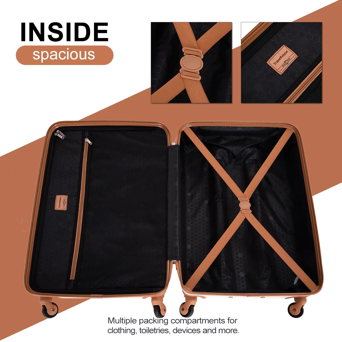 Travelhouse 6 Piece Hardshell Luggage Set Hardside Lightweight Suitcase with TSA Lock Spinner Wheels.(White) - Image 12
