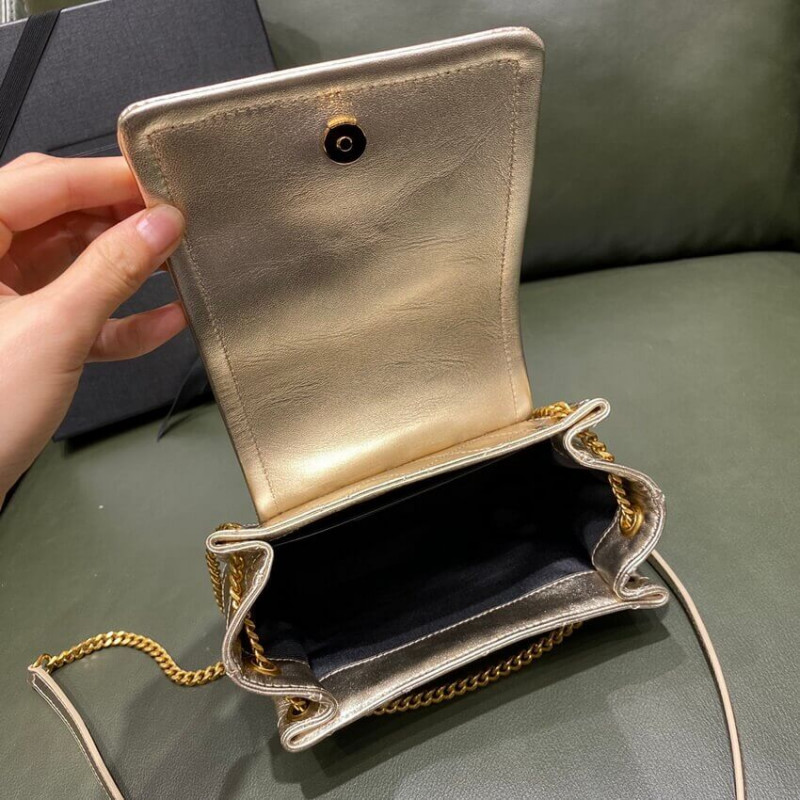Replica Saint Laurent Nolita Mini Leather Shoulder Bag 672738 Champagne Gold1:1High-quality replica