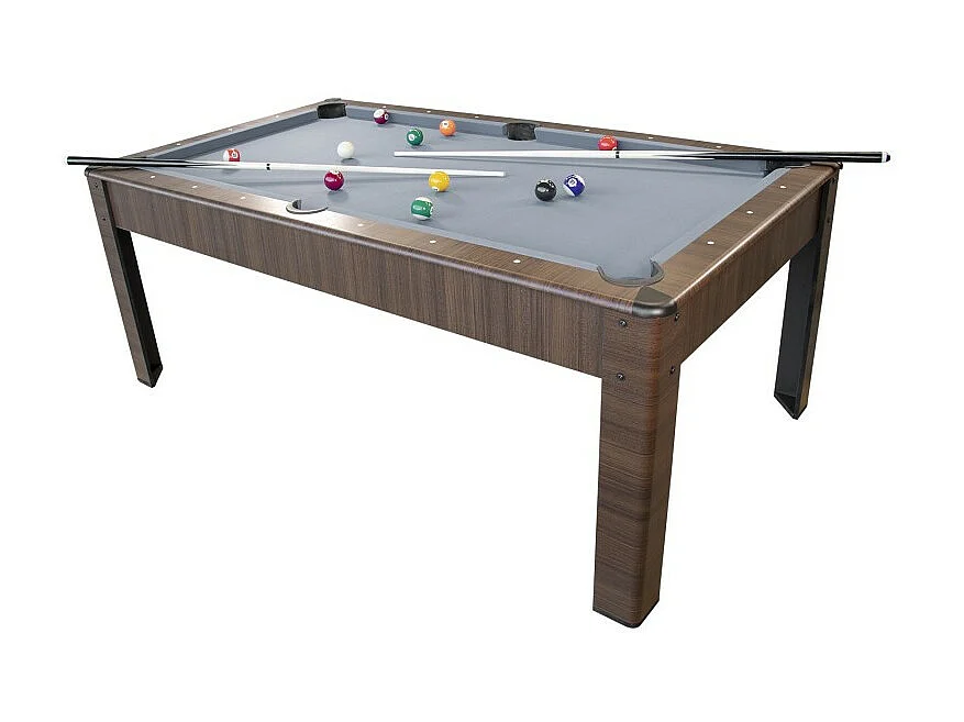 Billard Américain AMBIANCE 7Ft - 226,5 x 126,5 x 80 cm avec accessoires et plateau dînatoire - Couleur Chêne