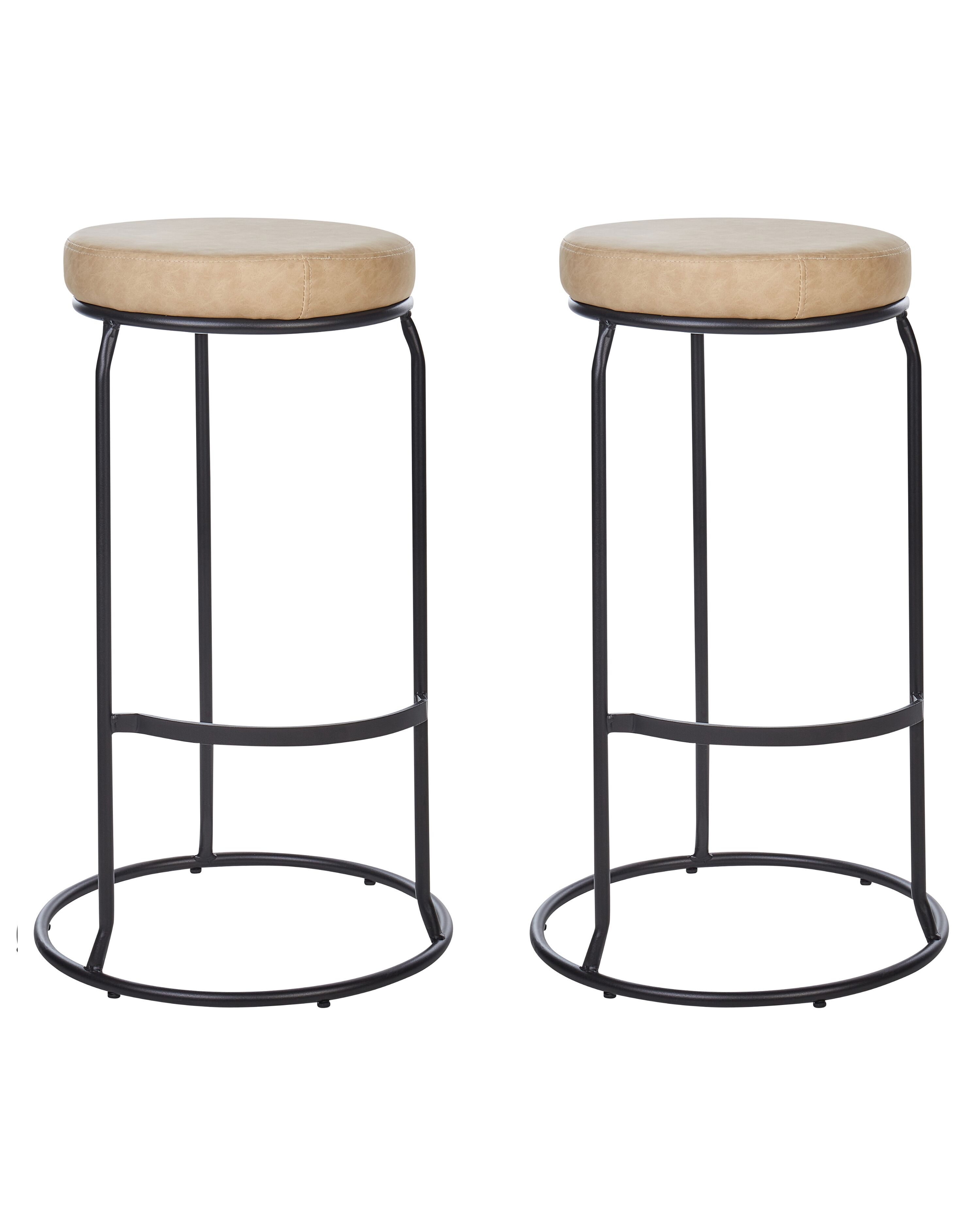Set of 2 Bar Stools MILROY Faux Leather Beige