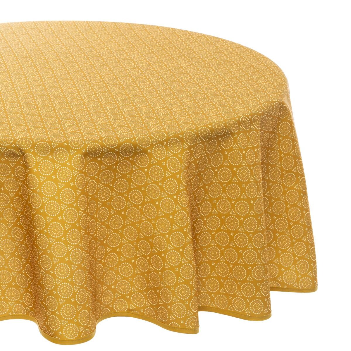 Tablecloth stain resistant "Etnik" Mustard yellow, D.180 cm