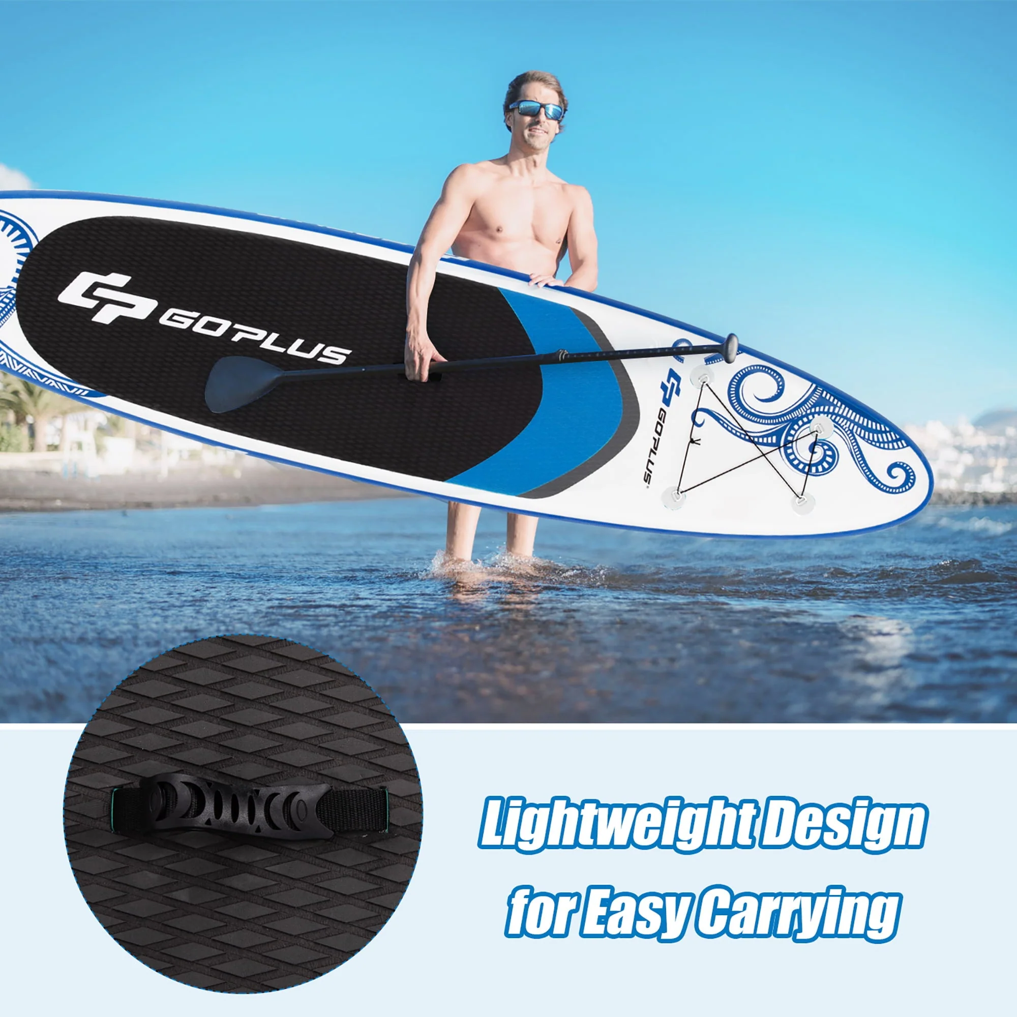 Goplus 10.5’ Inflatable Stand Up Paddle Board 6" Thick SUP W/Carrying Bag Aluminum Paddle - Image 9