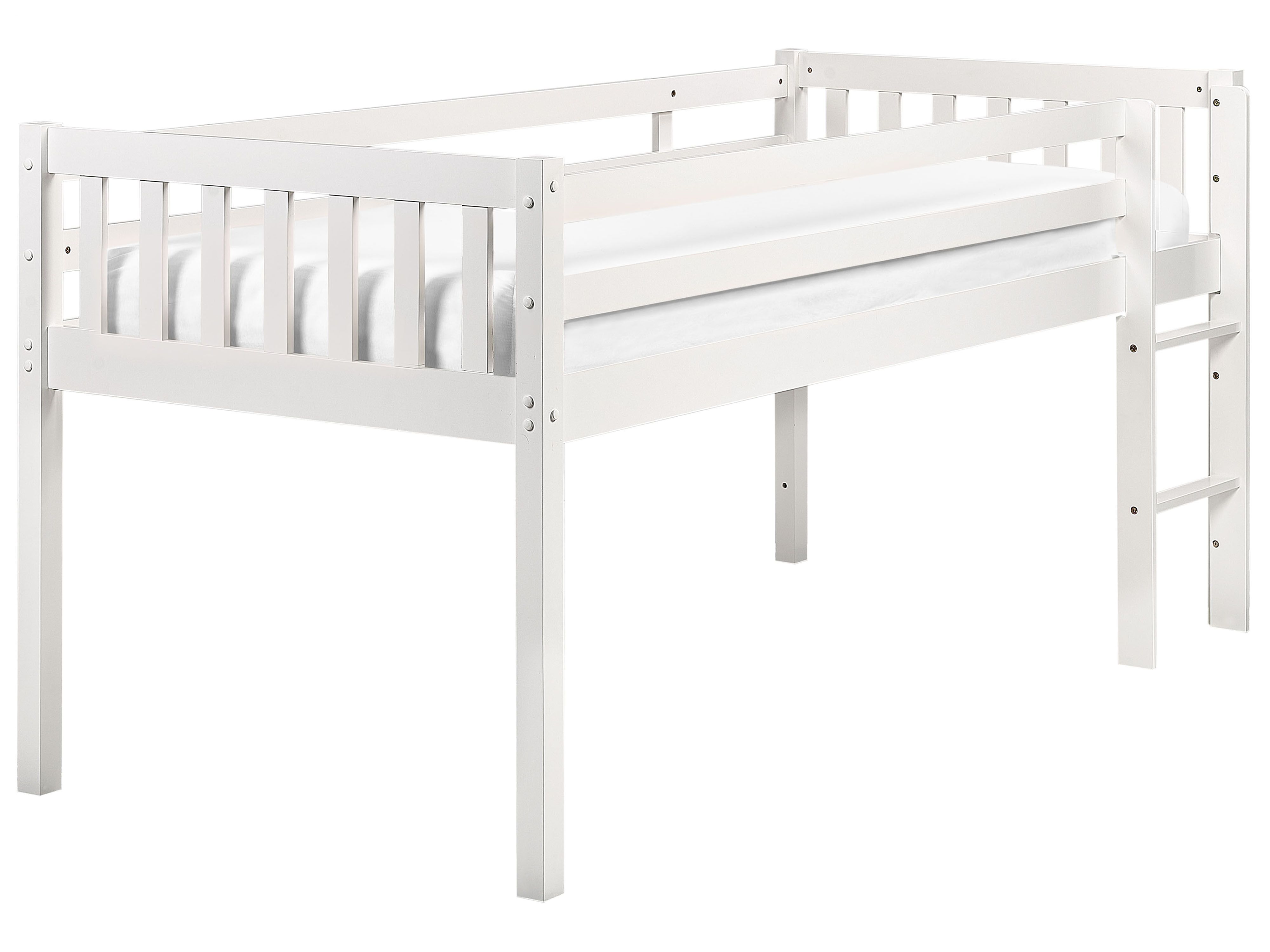 Mid Sleeper Bed Wood PEIPIN 90 x 200 cm (EU Single) White