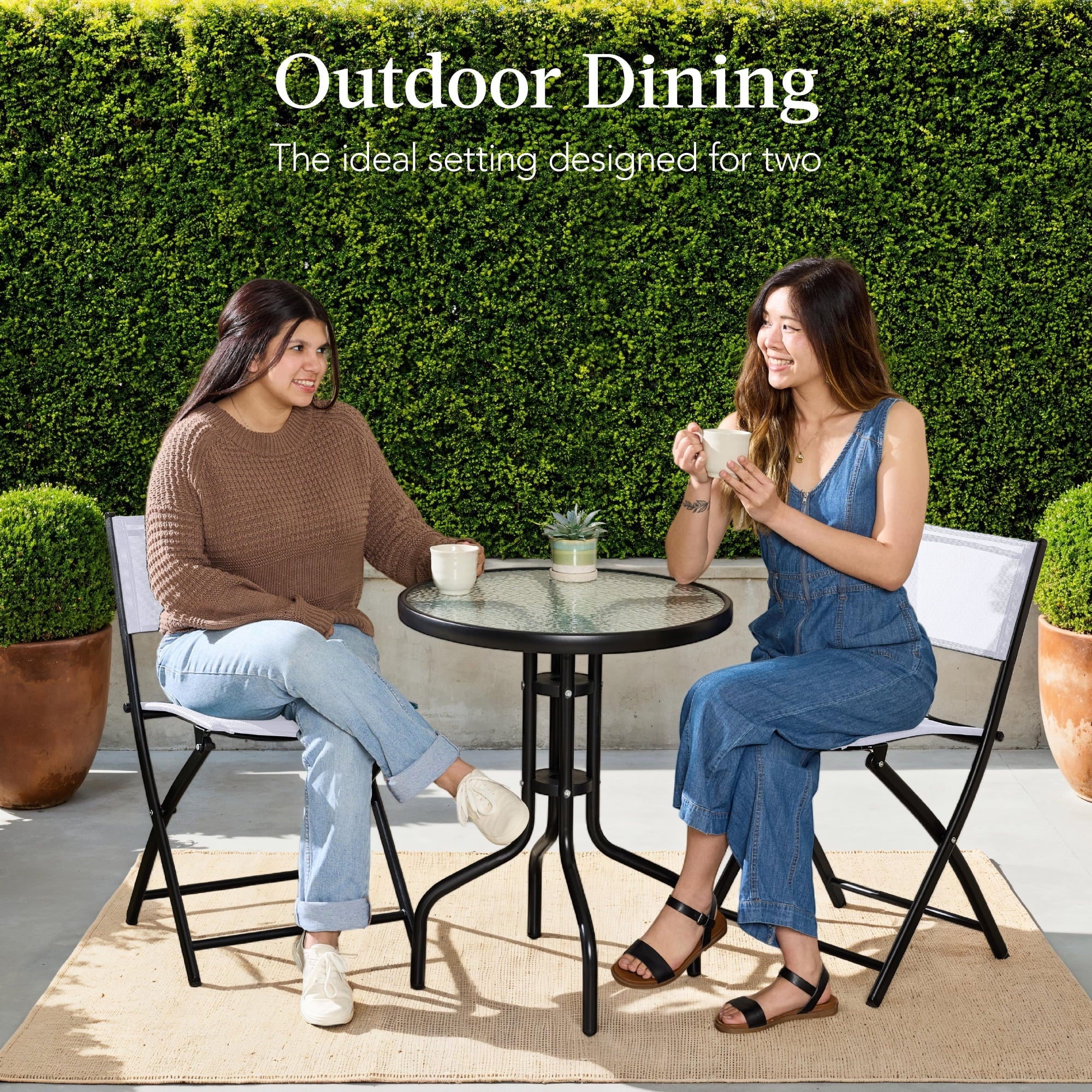 Best Choice Products 3-Piece Patio Bistro Dining Set With Glass Tabletop And Folding Chairs - Gray - Image 108 Best Choice Products 3-Piece Patio Bistro Dining Set With Glass Tabletop And Folding Chairs - Gray - Image 108
