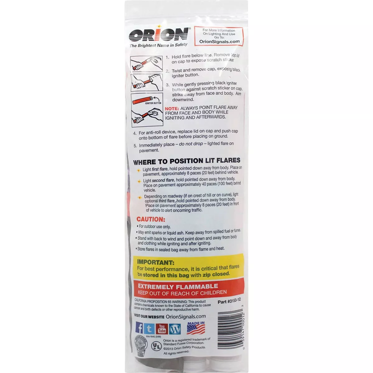 Orion Safety PlasTcap 15-Minute Flare (3-Pack)