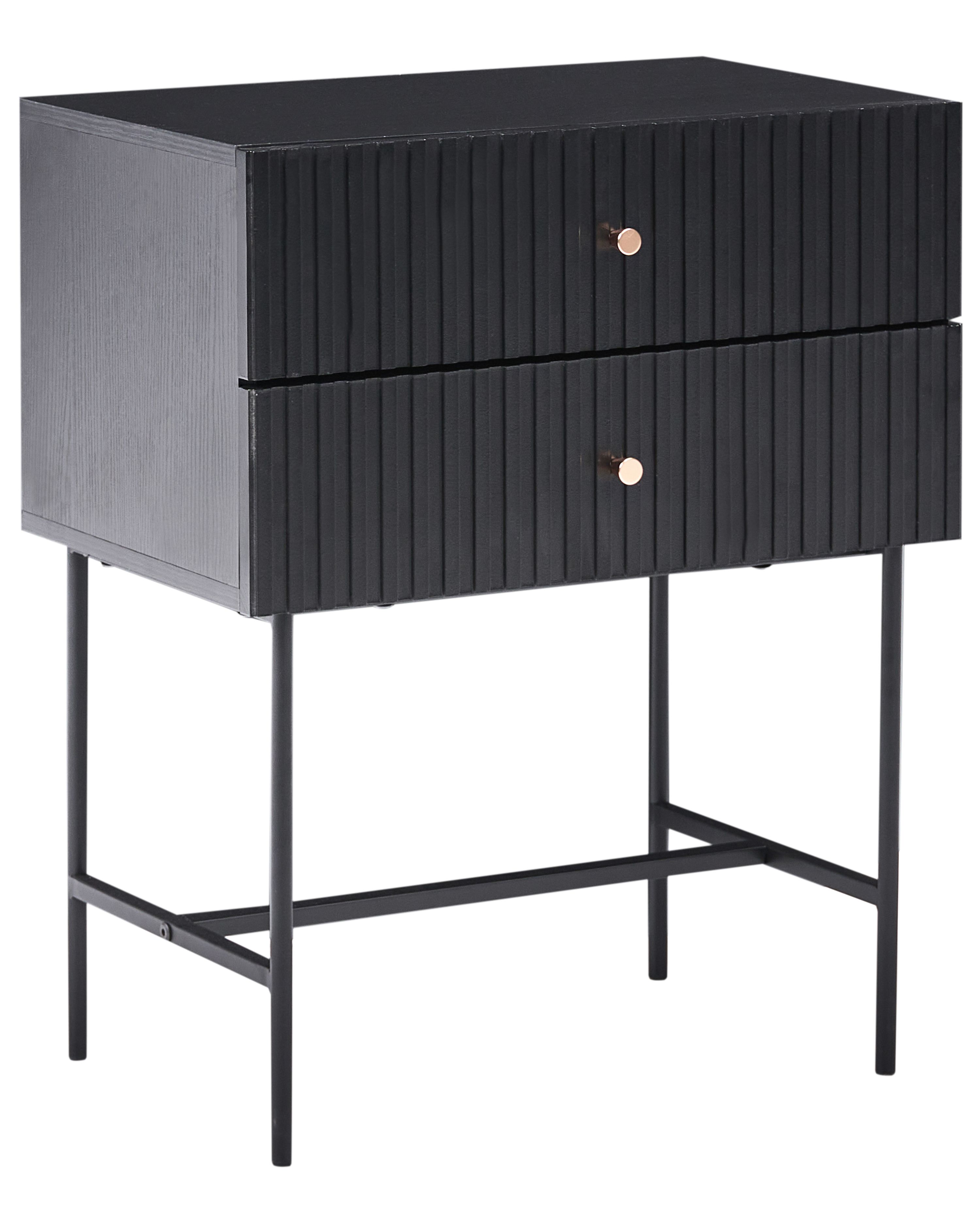 2 Drawer Bedside Table COVENTRY Black/ Gold