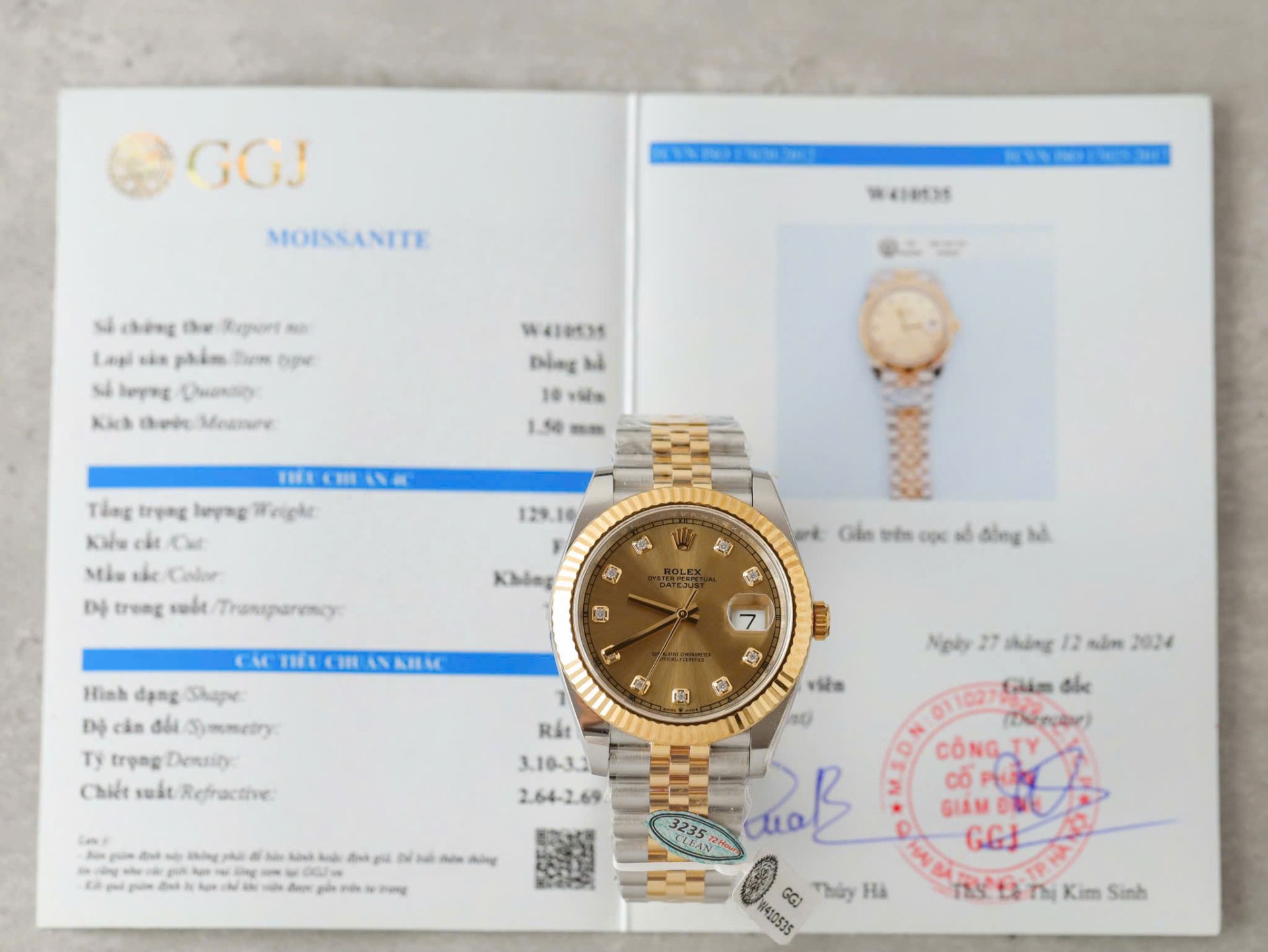 Rolex DateJust Copies Watches Yellow Champagne Dial Moissanite Diamonds Clean Factory 41mm - Elite Watch Atelier