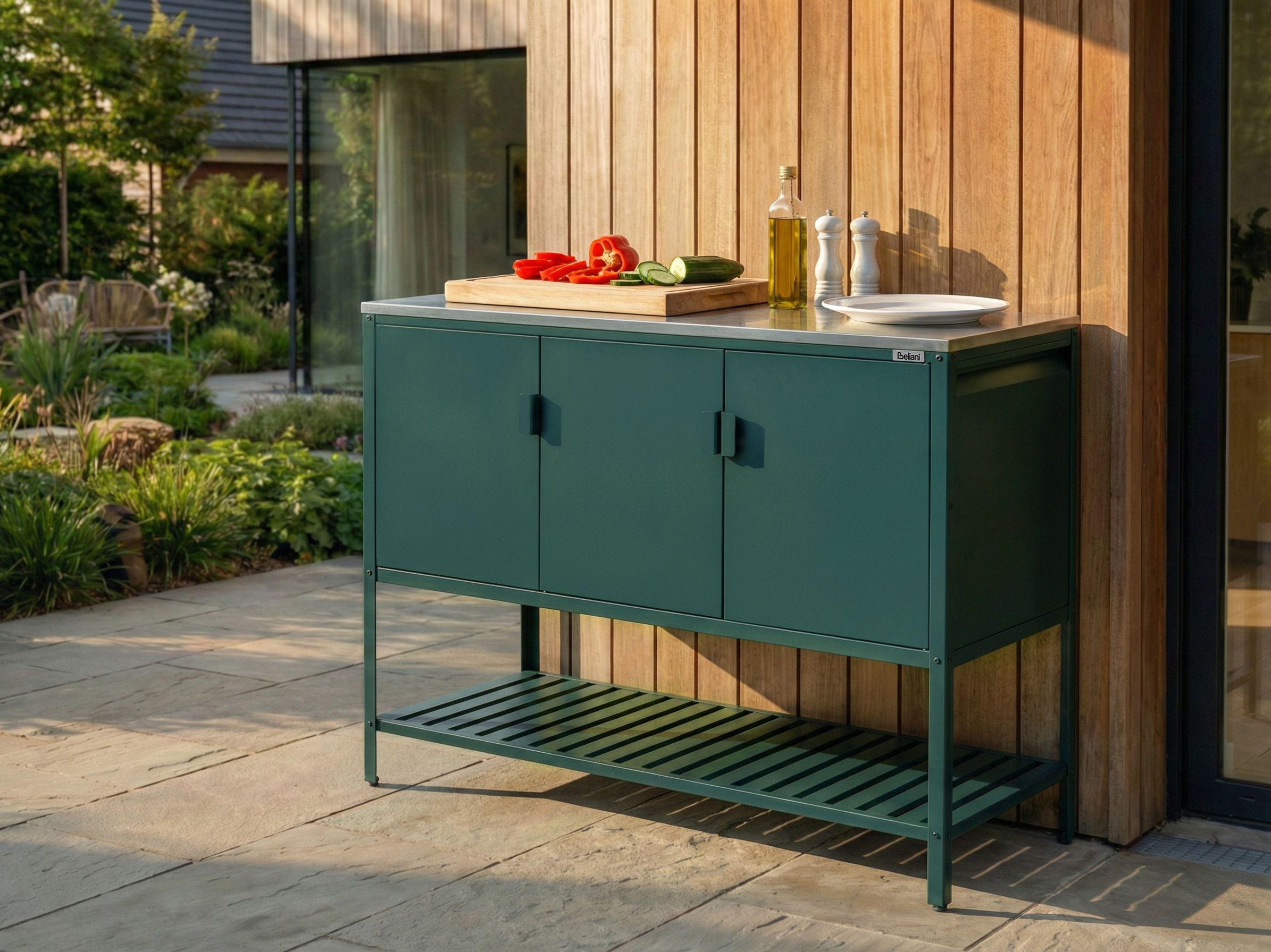 Outdoor Kitchen Cabinet MAENZA Metal Green