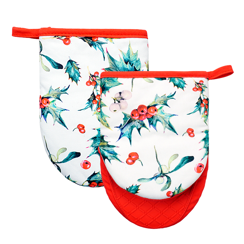 Customized Printed Design logo Cooking Kitchen Apron Set Apron Oven Mitt and Pot Holder Set Baking Apron