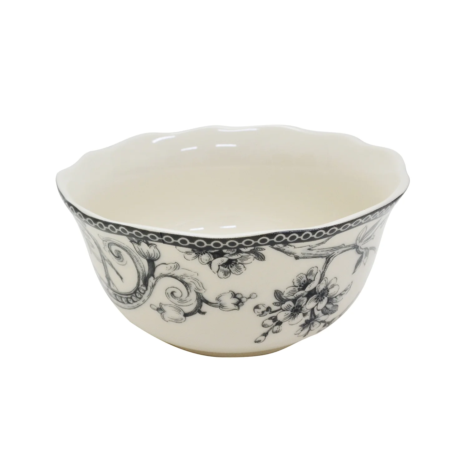 222 Fifth Adelaide Round 16-Piece Porcelain Dinnerware Set, Black Toile - Image 17
