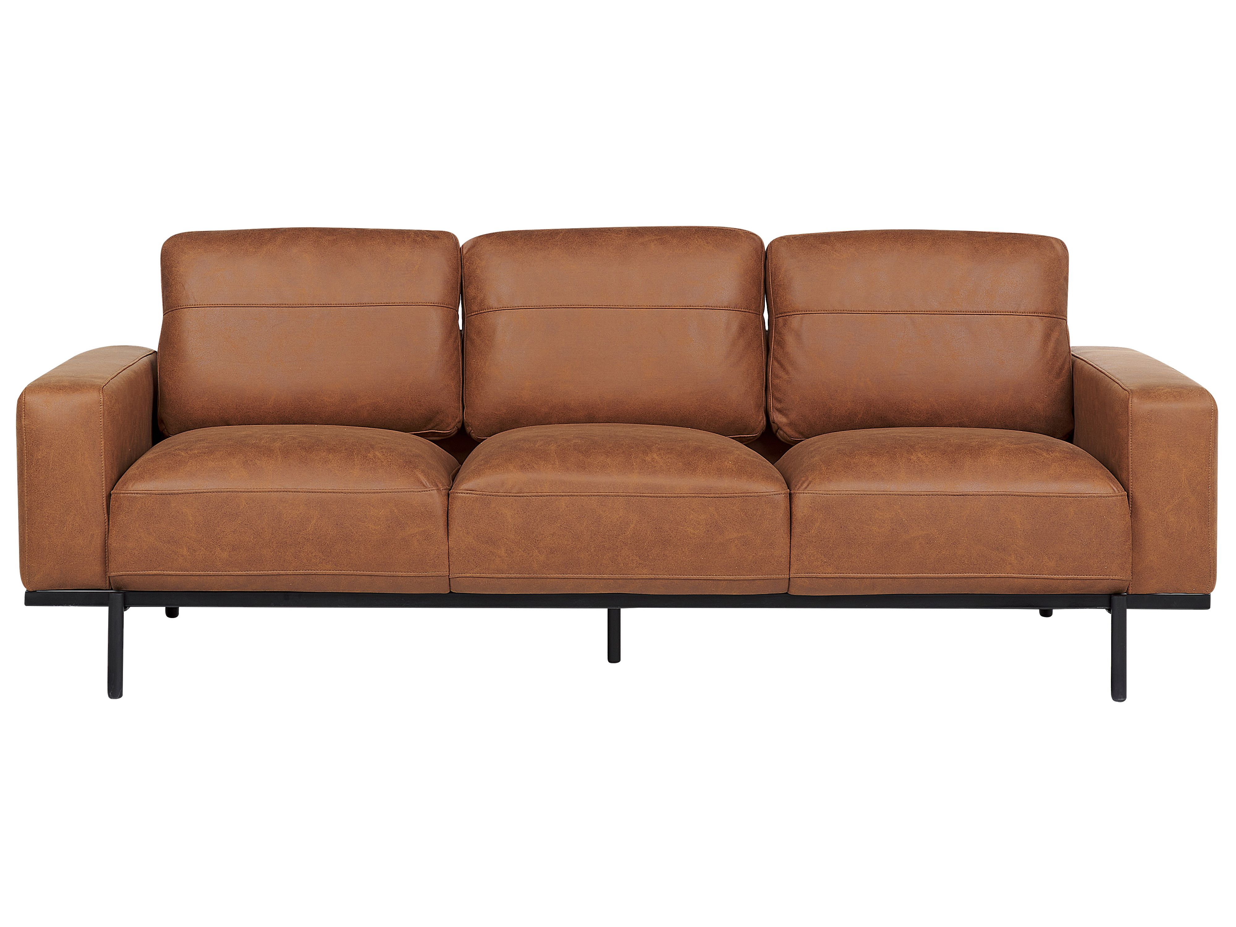 Sofa 3 Seater SOVIK Faux Leather Brown