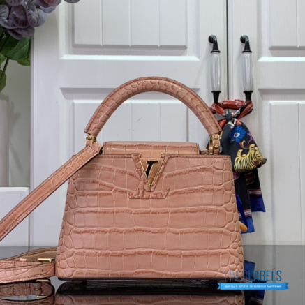 Blush Croc-Embossed Mini Handbag with Top Handle1:1High-quality replica