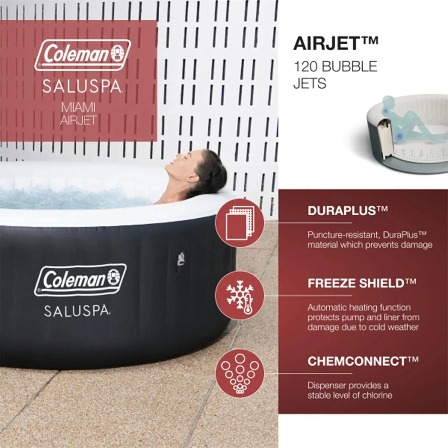 2-4 Person Inflatable Hot Tub With 120 Air Jets And Insulated Cover - Image 15 2-4 Person Inflatable Hot Tub With 120 Air Jets And Insulated Cover - Image 15
