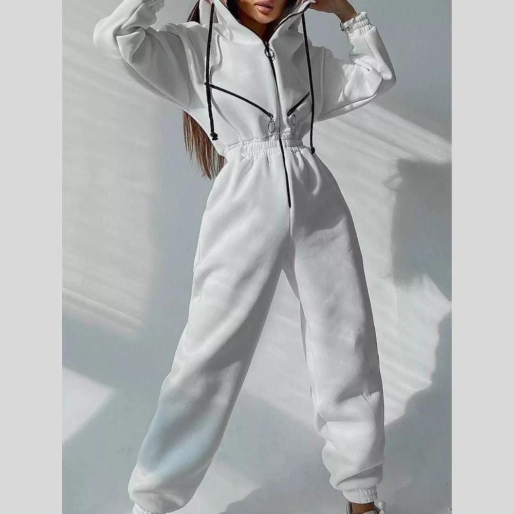 Hooded Zip-Up Long Sleeve Jumpsuit - ZKZOOK