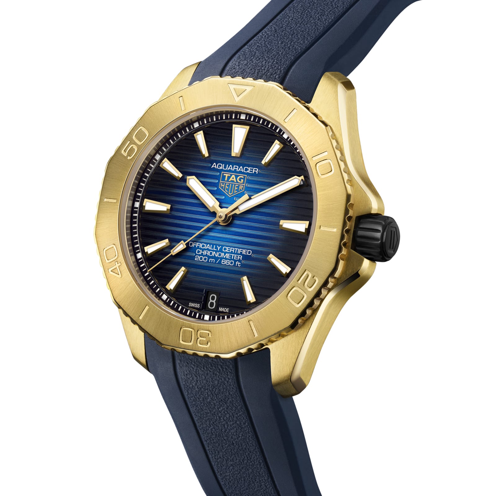 TAG Heuer Replica Watch Aquaracer Professional 200 Date Automatic 40 mm 18K 3N Yellow Gold(1:1 replica) - Elite Watch Atelier