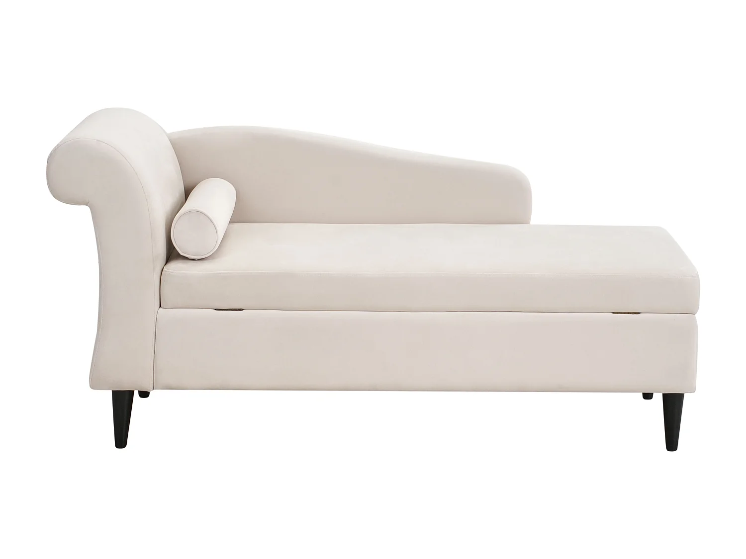 Chaise longue côté gauche LUIRO Velours Beige avec rangement