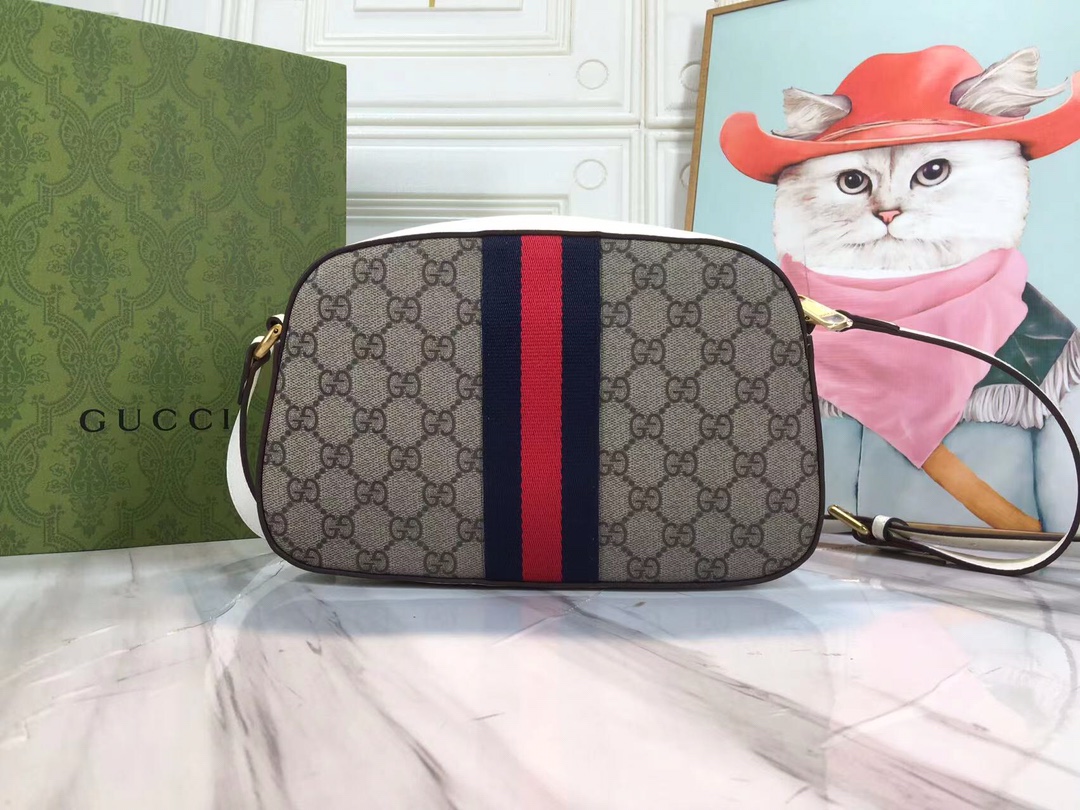 Replica Gucci Ophidia Double G Shoulder Bag- Black/White1:1High-quality replica