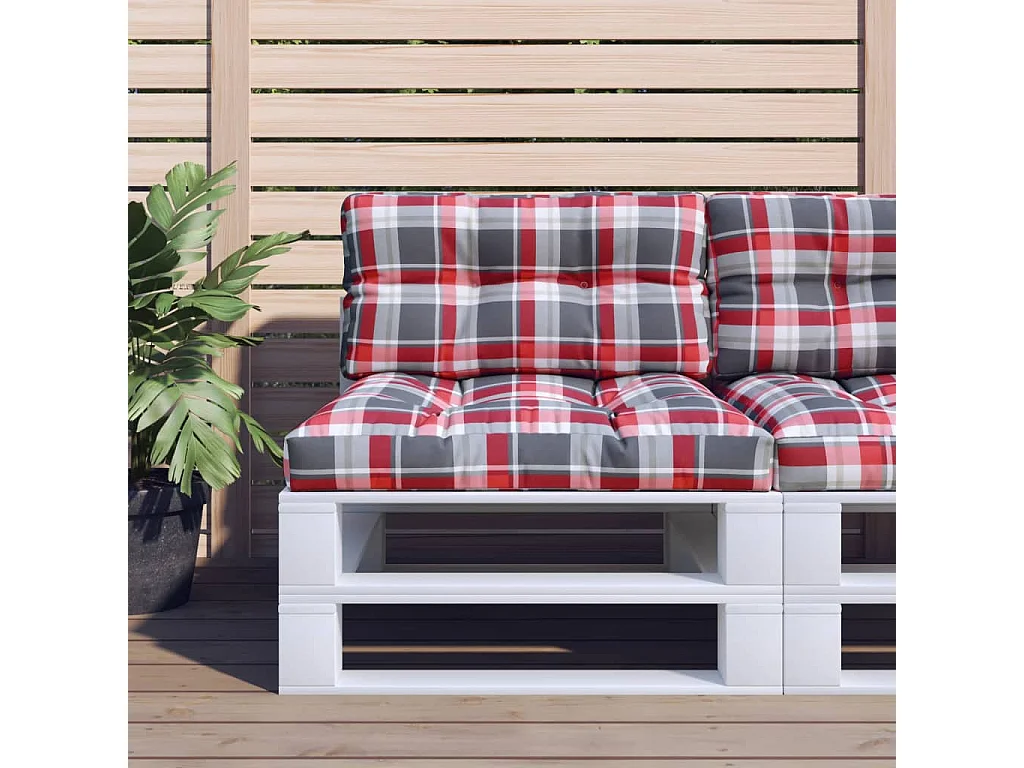 Coussins de palette lot de 2 motif à carreaux rouge tissu