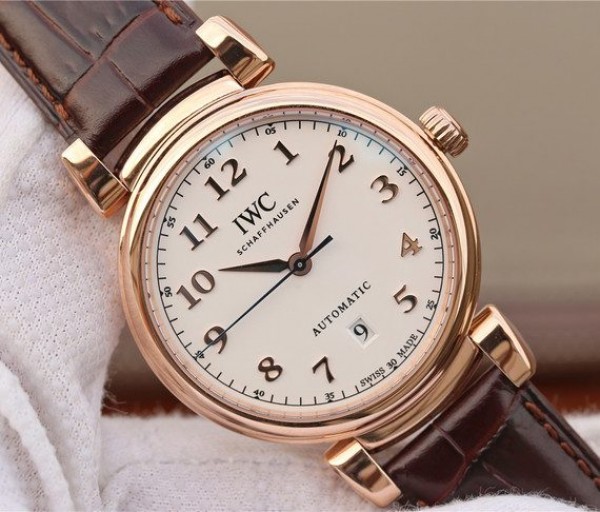 Replica IWC TW Da Vinci RG IW3566 White Dial Black Leather Strap A2892 - Elite Watch Atelier