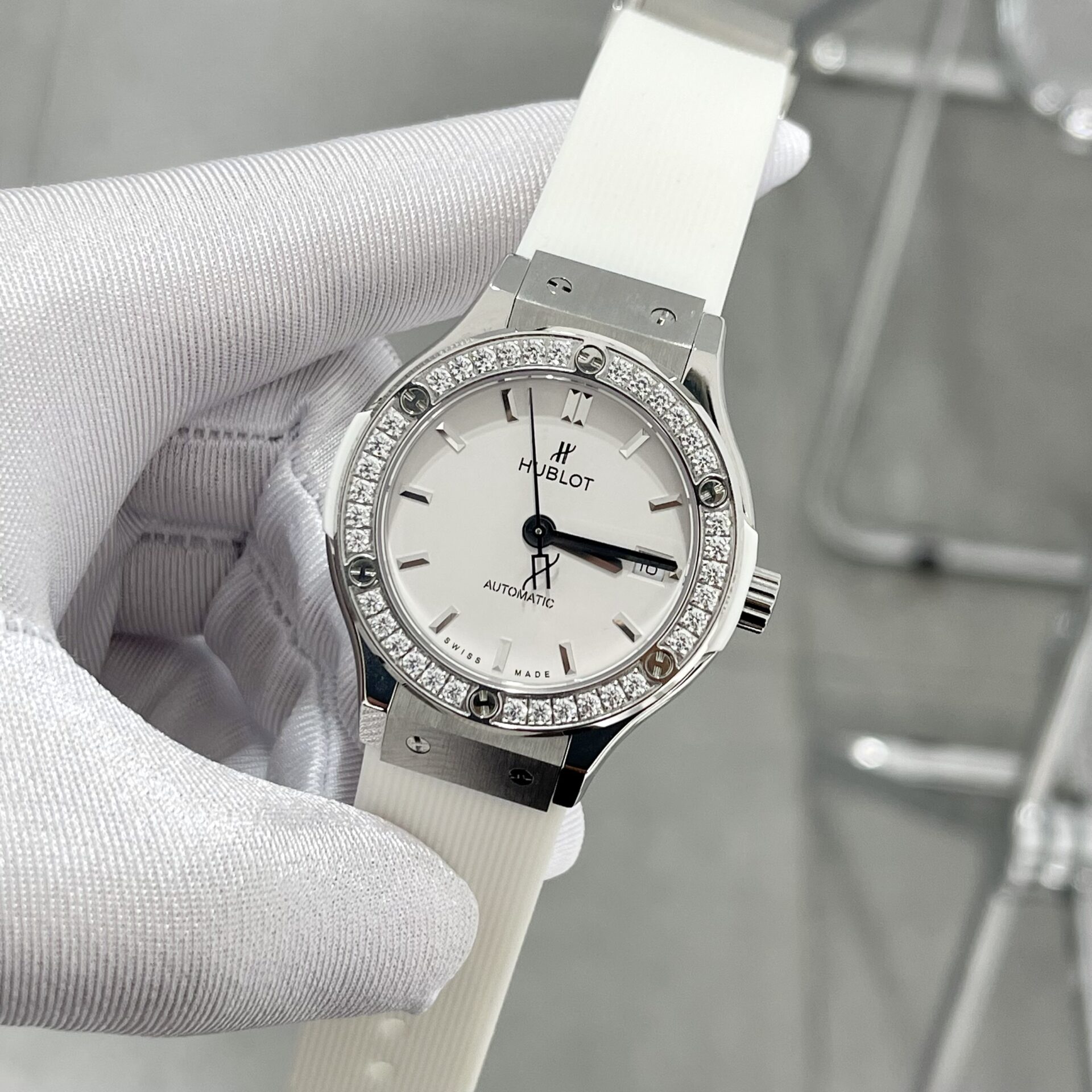 Hublot Classic Fusion White Rubber Strap Replica Watch Swiss Movement 38mm - Elite Watch Atelier