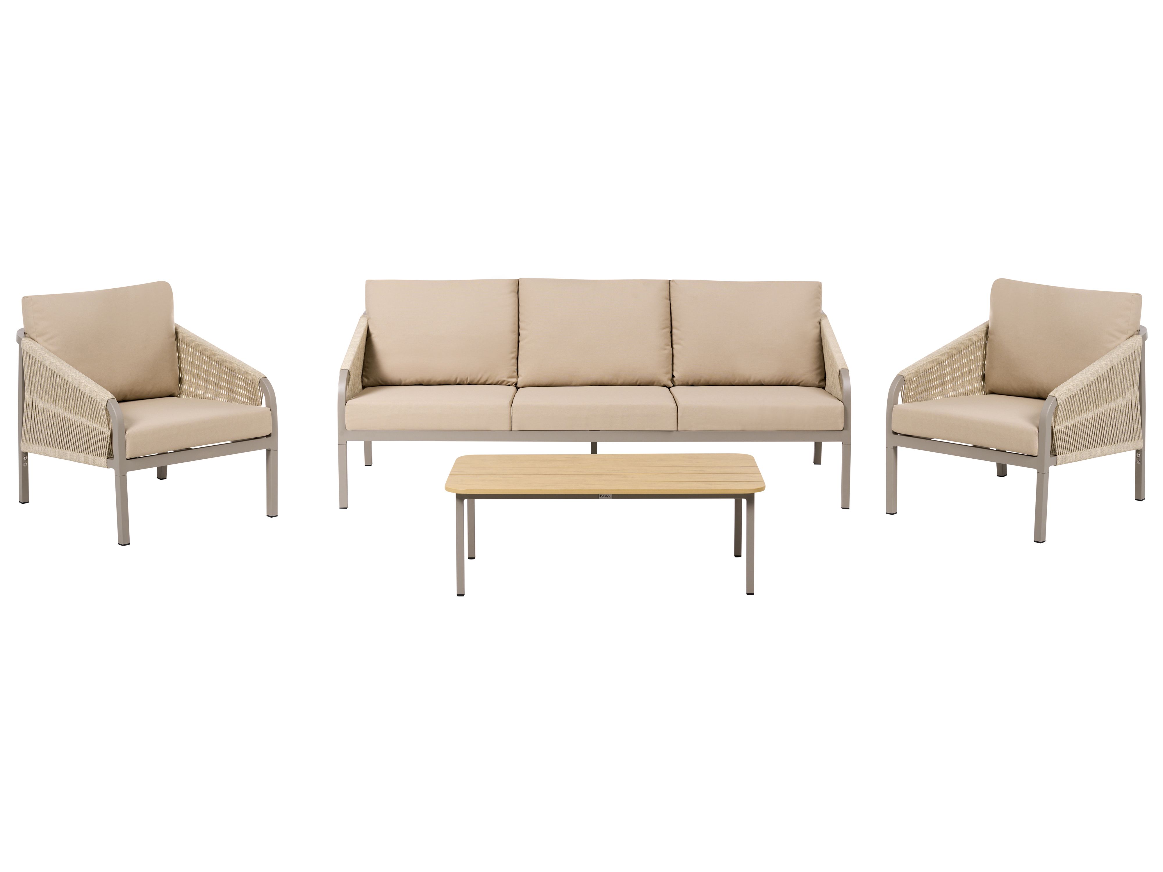 Garden Lounge Set with Table 5 Seater MURATO Metal Beige