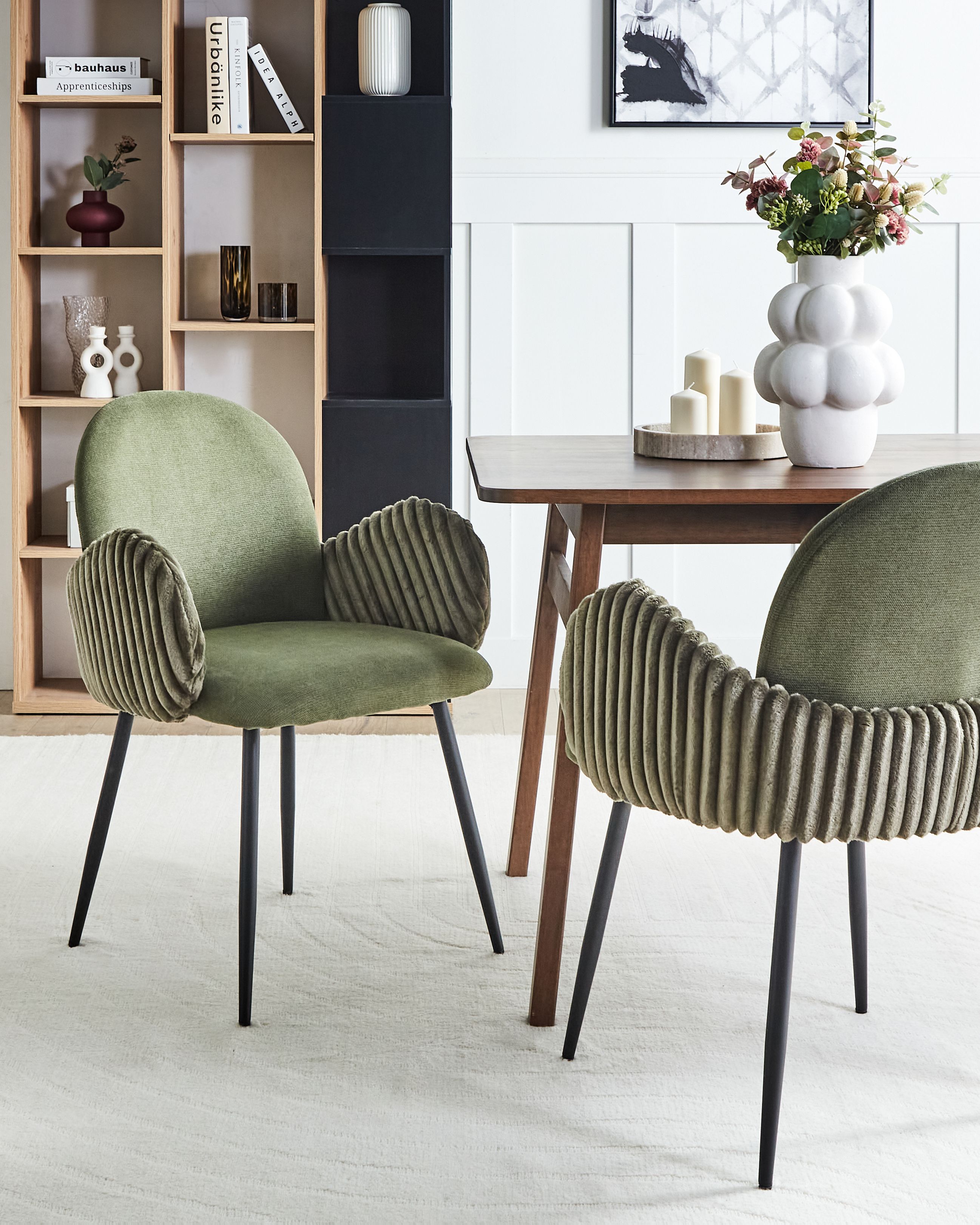 Set of 2 Dining Chairs AMITY Fabric Green
