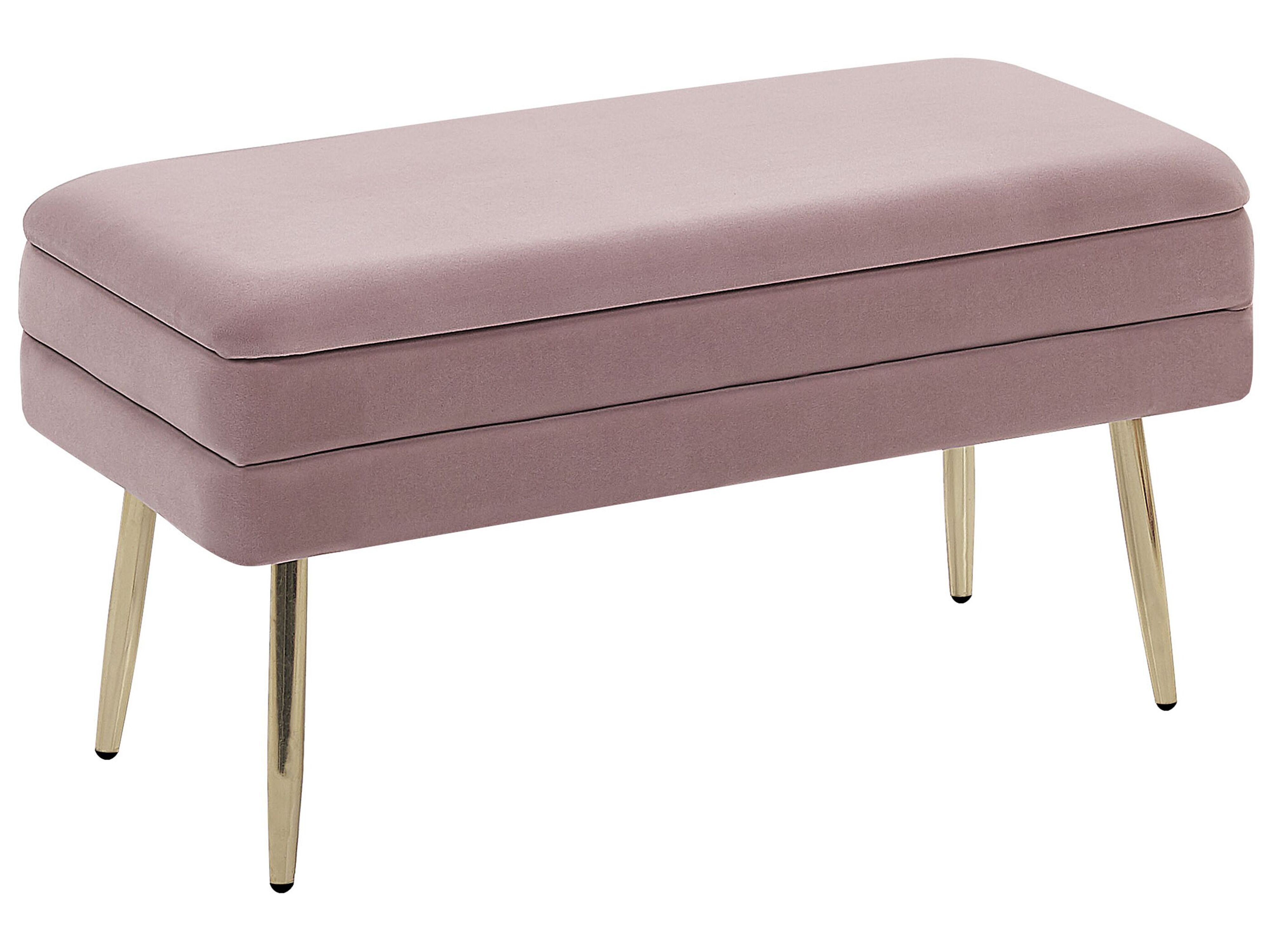 Upholstered Storage Bench DURHAM Velvet Pink