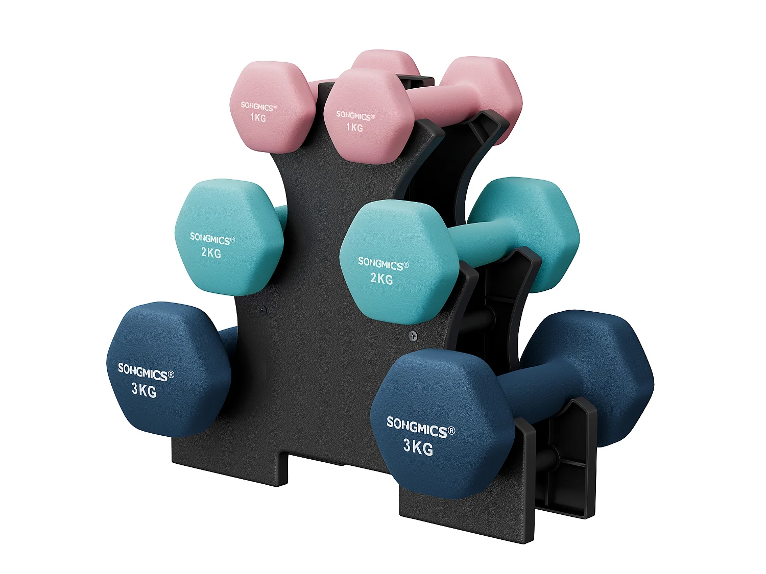Set d'haltères 38,5x35,5x14,5 cm rose bleu aqua