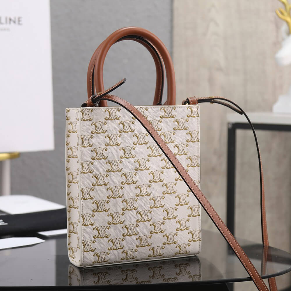 Celine Mini Vertical Cabas Bag in Triomphe Canvas With Celine Print1:1High-quality replica